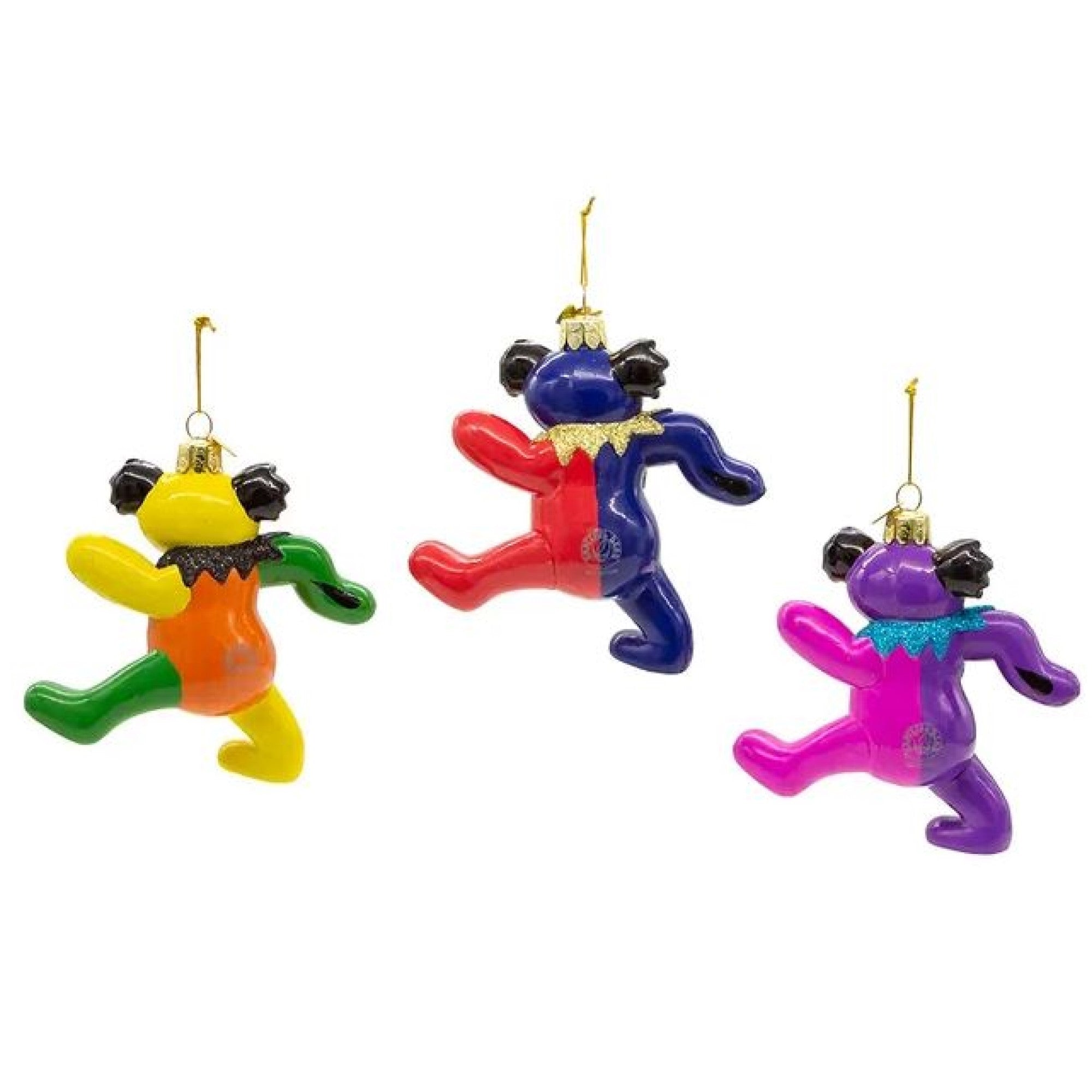 Kurt Adler Glass Christmas Ornament, Grateful Dead Bears, 4.25in (Pack of 3)