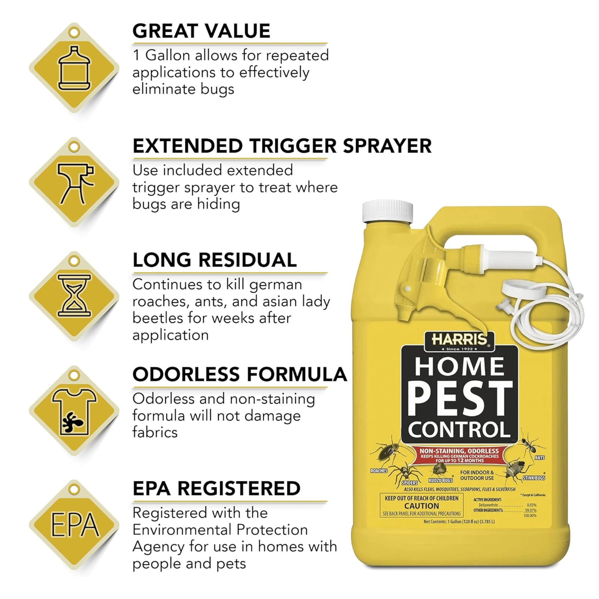 Harris Home Pest Control Ready to Use Liquid Spray, 1 Gallon