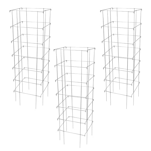 Garden Elements Square 8-Leg Heavy-Duty Collapsible Tomato Cages, 58in H (Pack of 3)