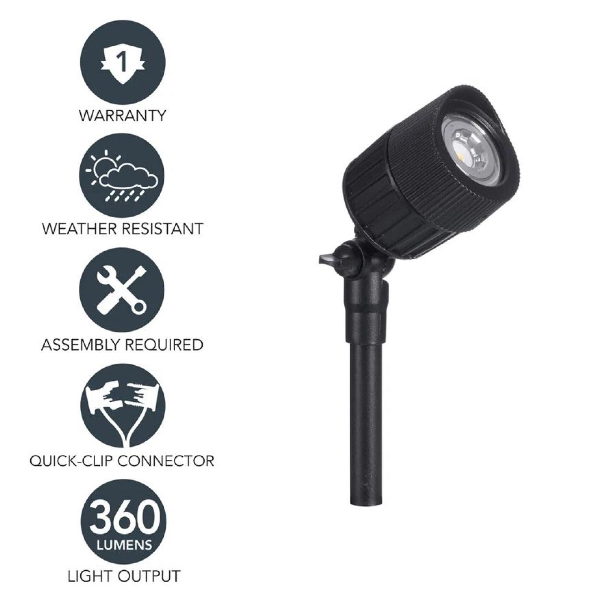Paradise Low-Voltage 7W Warm White LED Junior Outdoor Spot Light, Black (Pack of 1)