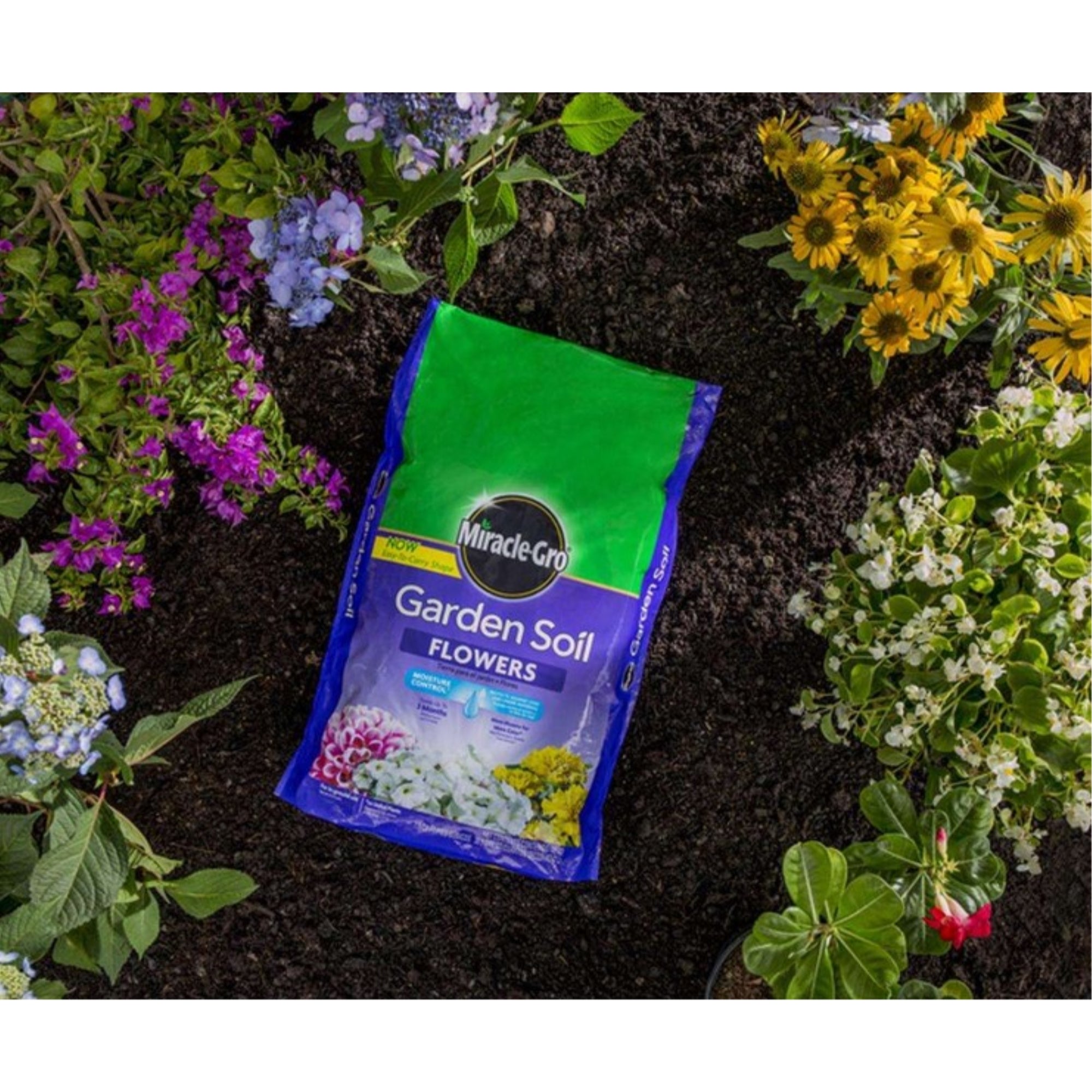 Miracle-Gro Garden Soil for Flowers, In-Ground Use with Moisture Control , Feeds up to 3 Months, 1.5 cu ft