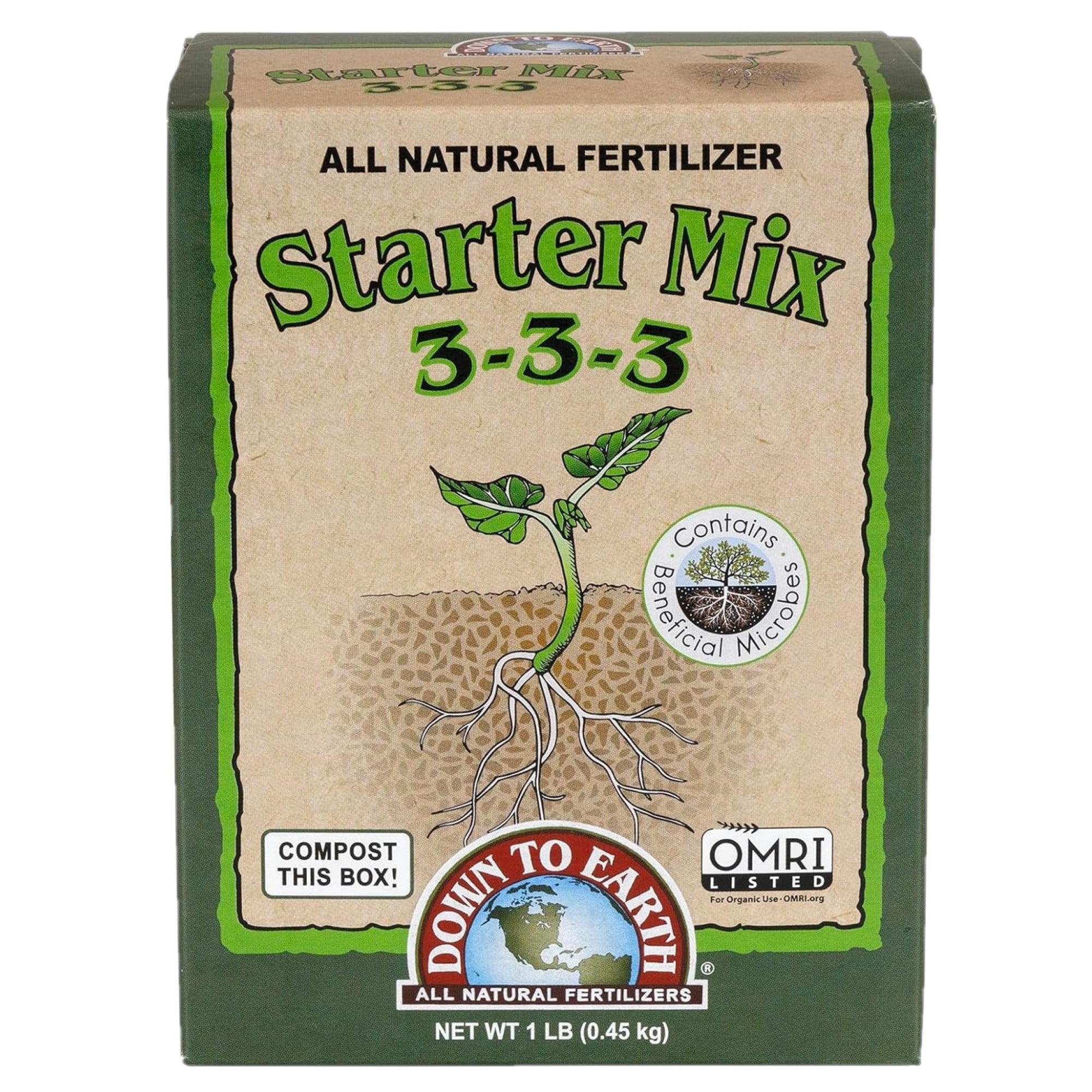 Down to Earth 3-3-3 Starter Mix Fertilizer, Granules, 1 lb