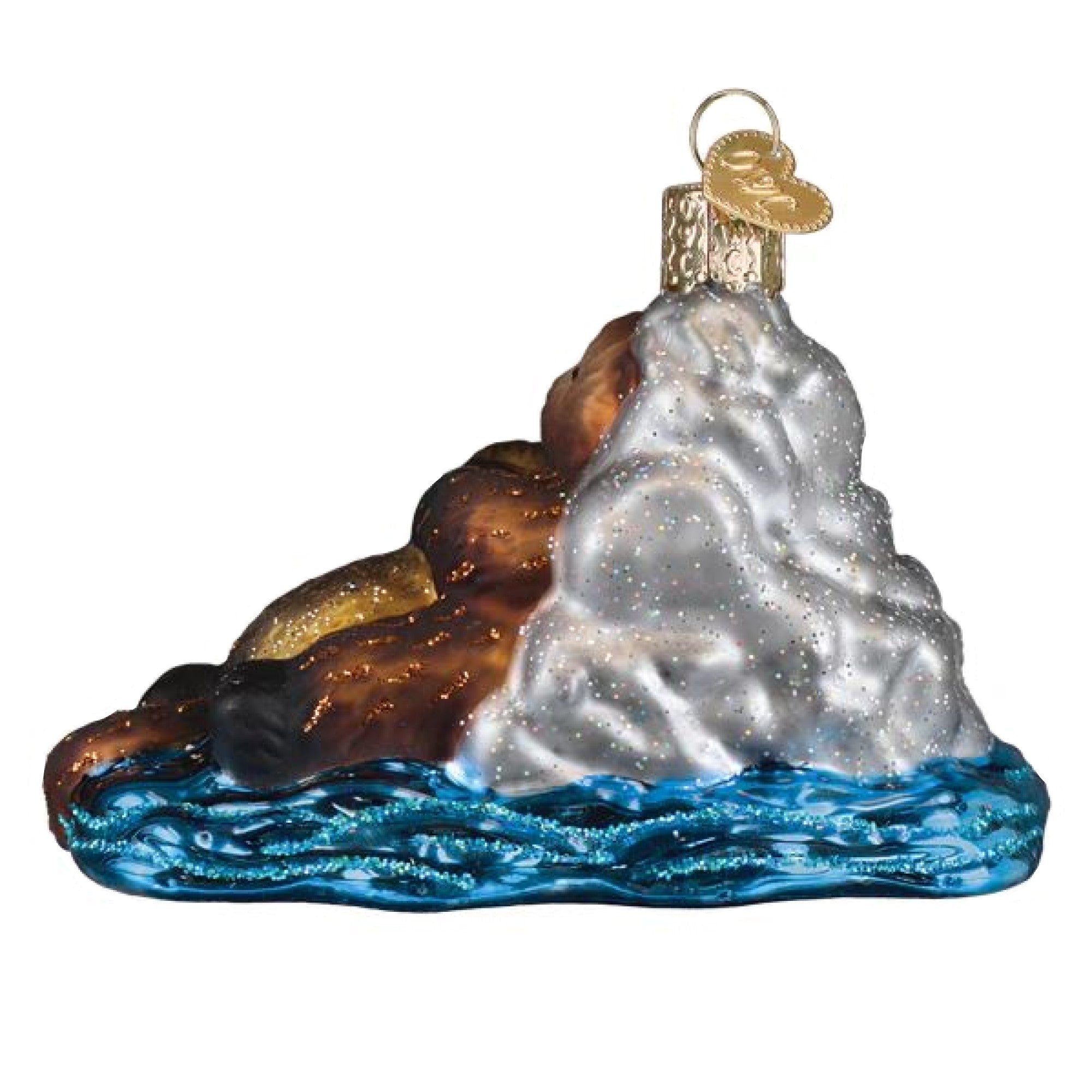 Old World Christmas Blown Glass Ornament for Christmas Tree, Otter with Pup