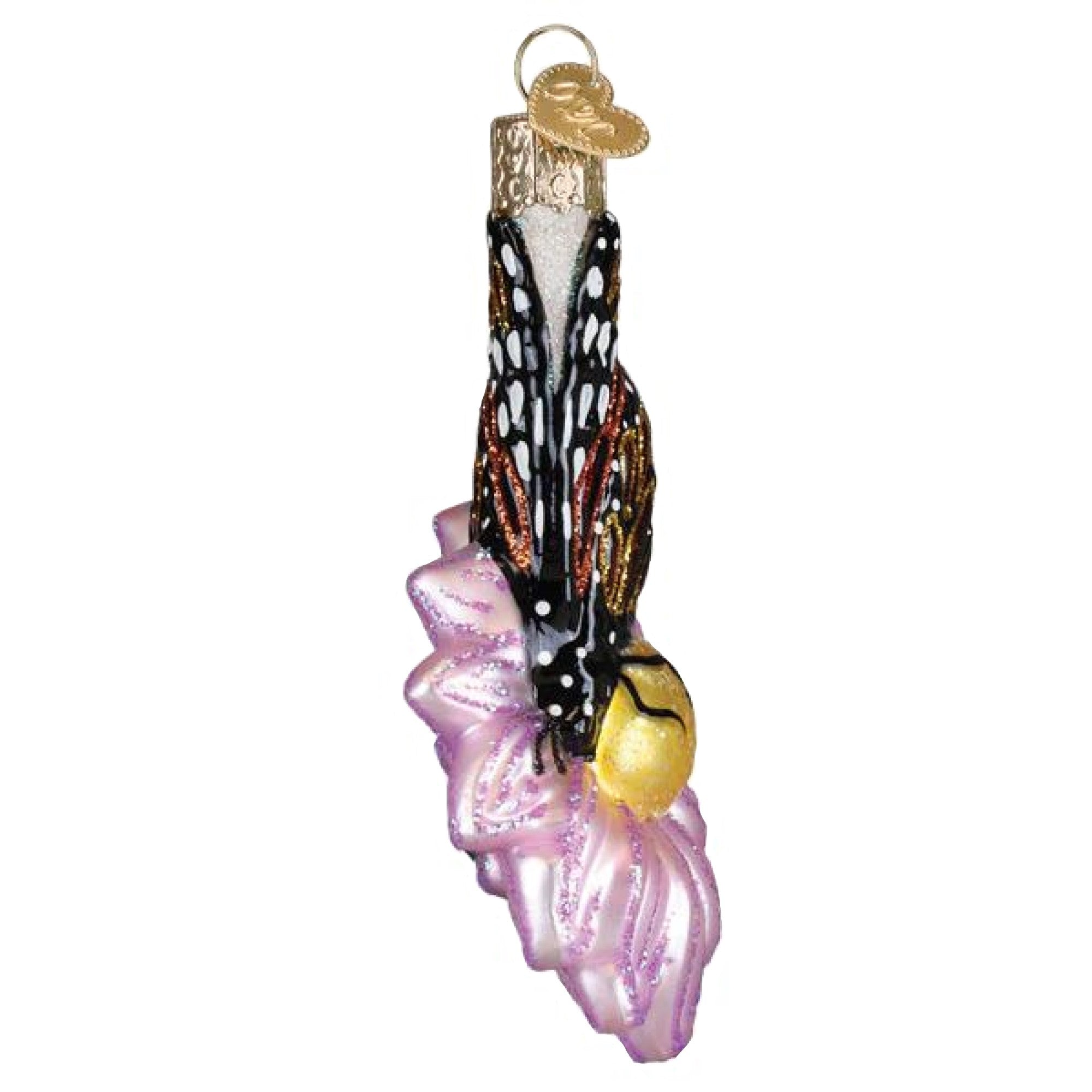 Old World Christmas Blown Glass Ornament for Christmas Tree, Monarch Butterfly on Flower