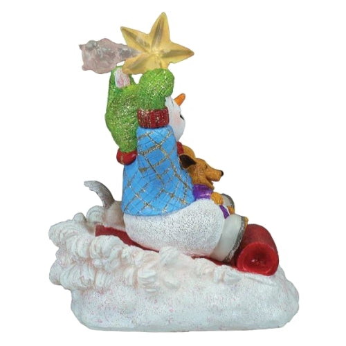 Old World Christmas Lighted Resin Holiday Tabletop Figurine with Timer, Snow Boy, 5.5"