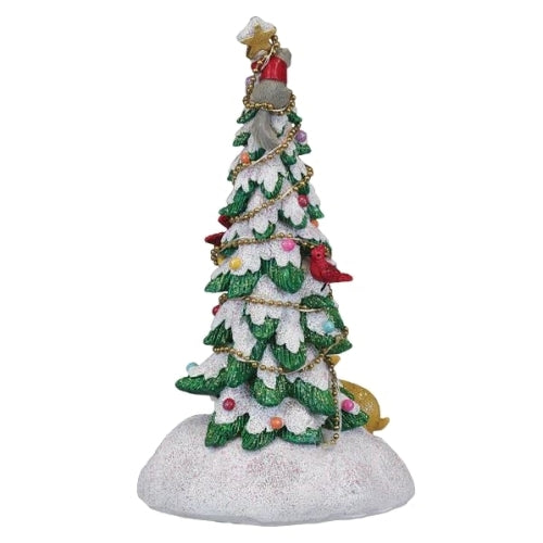 Old World Christmas Lighted Resin Holiday Tabletop Figurine with Timer, Critter Tree, 7.5"