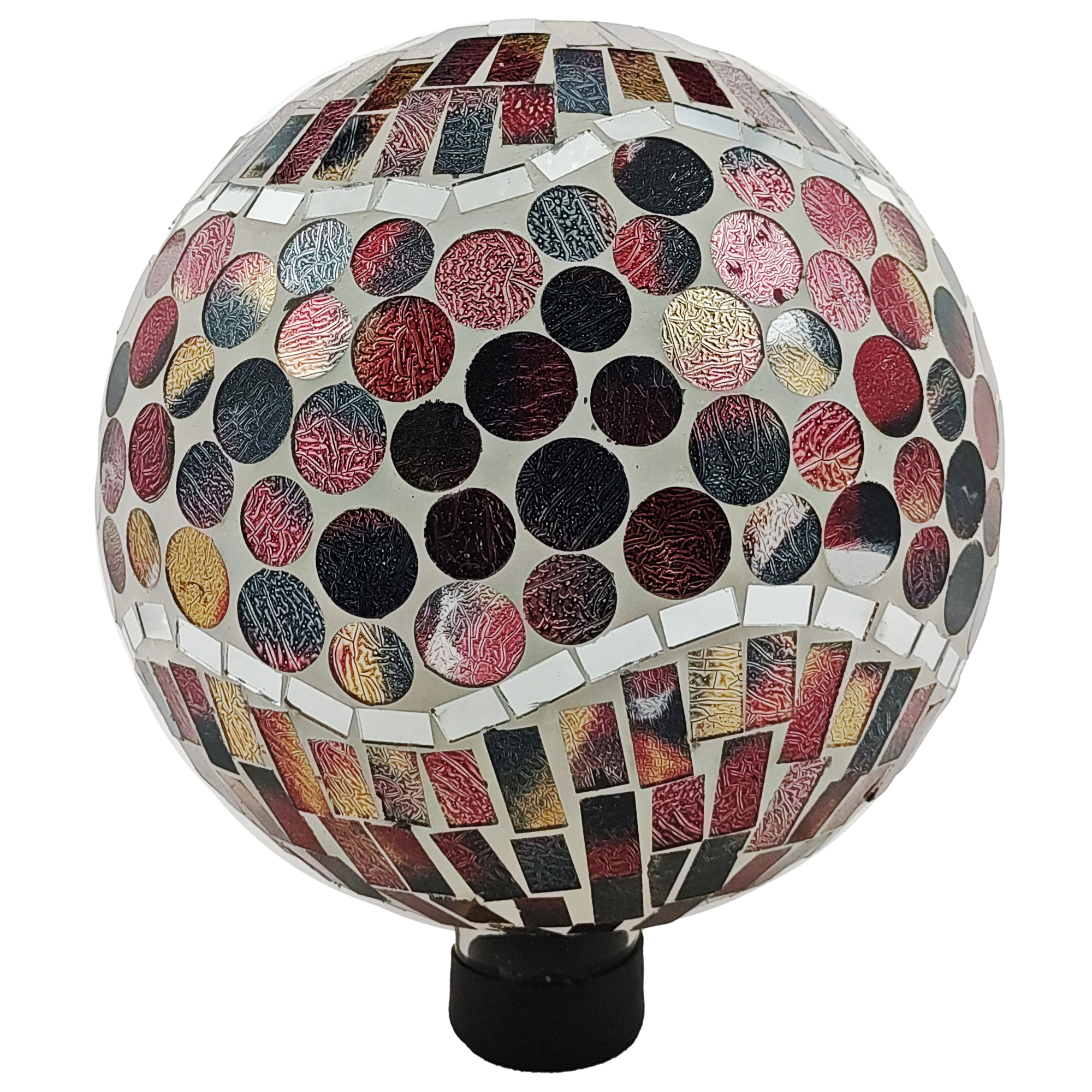 Very Cool Stuff Mosaic Glass Gazing Globe with Hanging Chain, Copper Penny Wave Tile, 10in