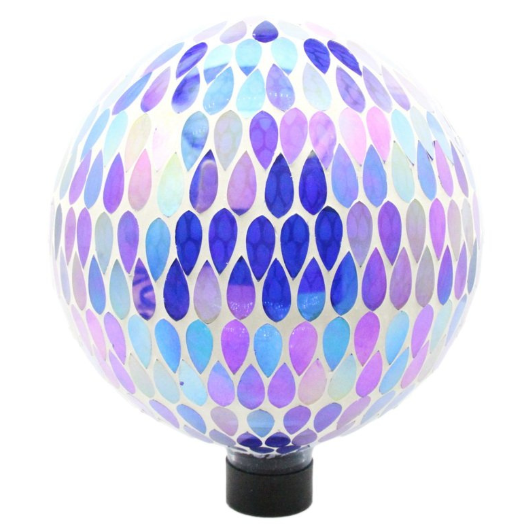 Very Cool Stuff Mosaic Glass Gazing Globe with Hanging Chain, Iridescent Teardrop Tile, 10in