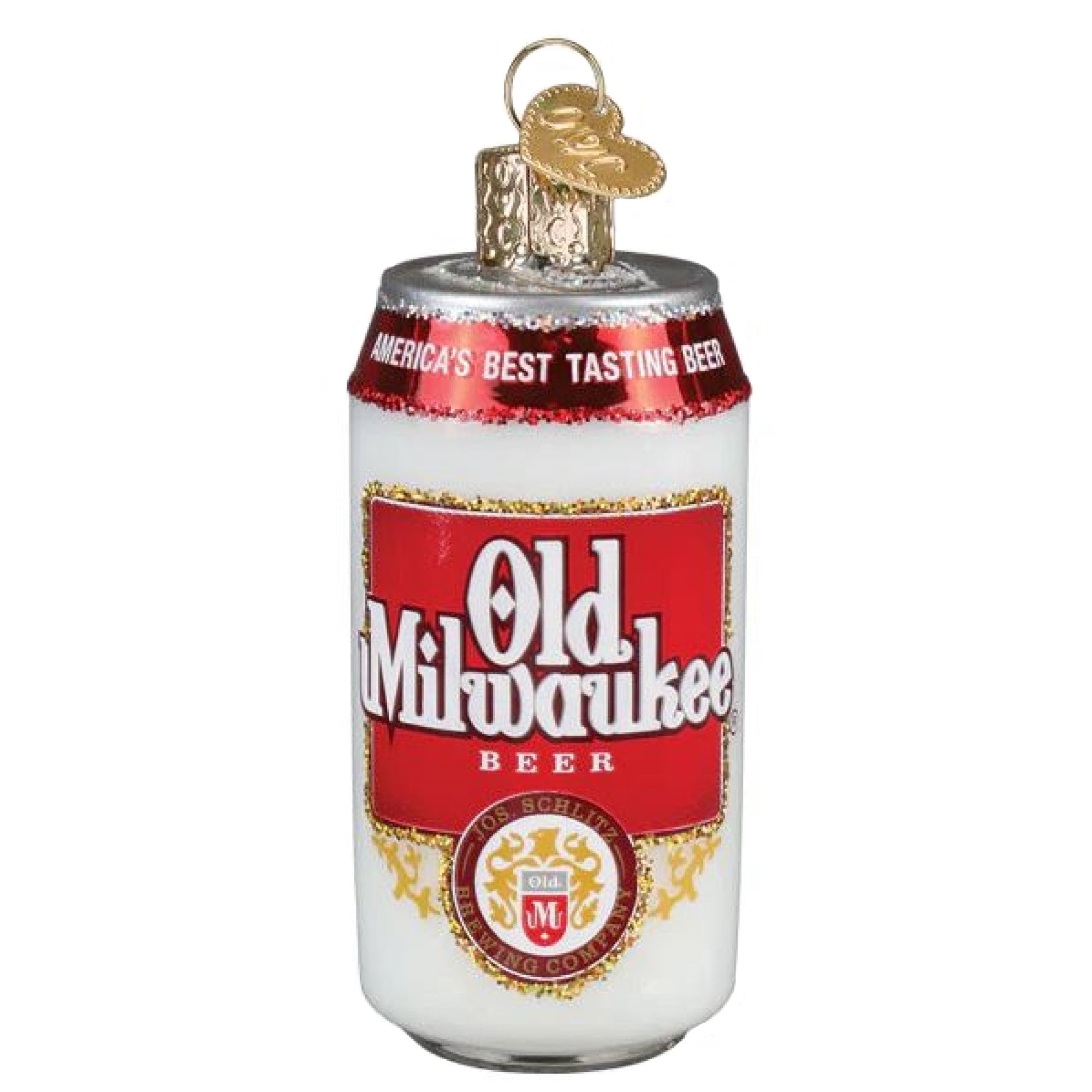Old World Christmas Blown Glass Ornament for Christmas Tree, Old Milwaukee Beer Can