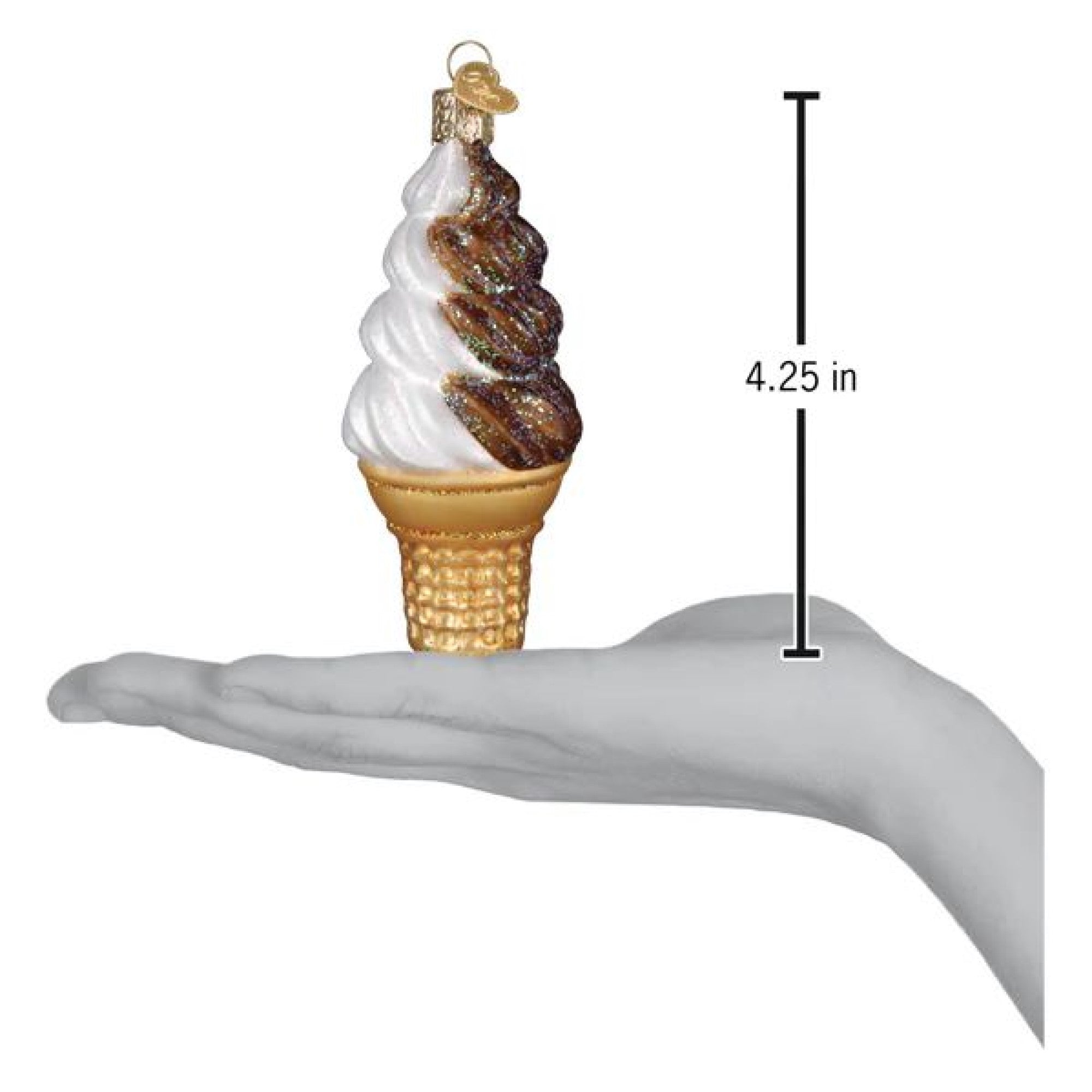 Old World Christmas Blown Glass Ornament for Christmas Tree, Chocolate Swirl Soft Serve