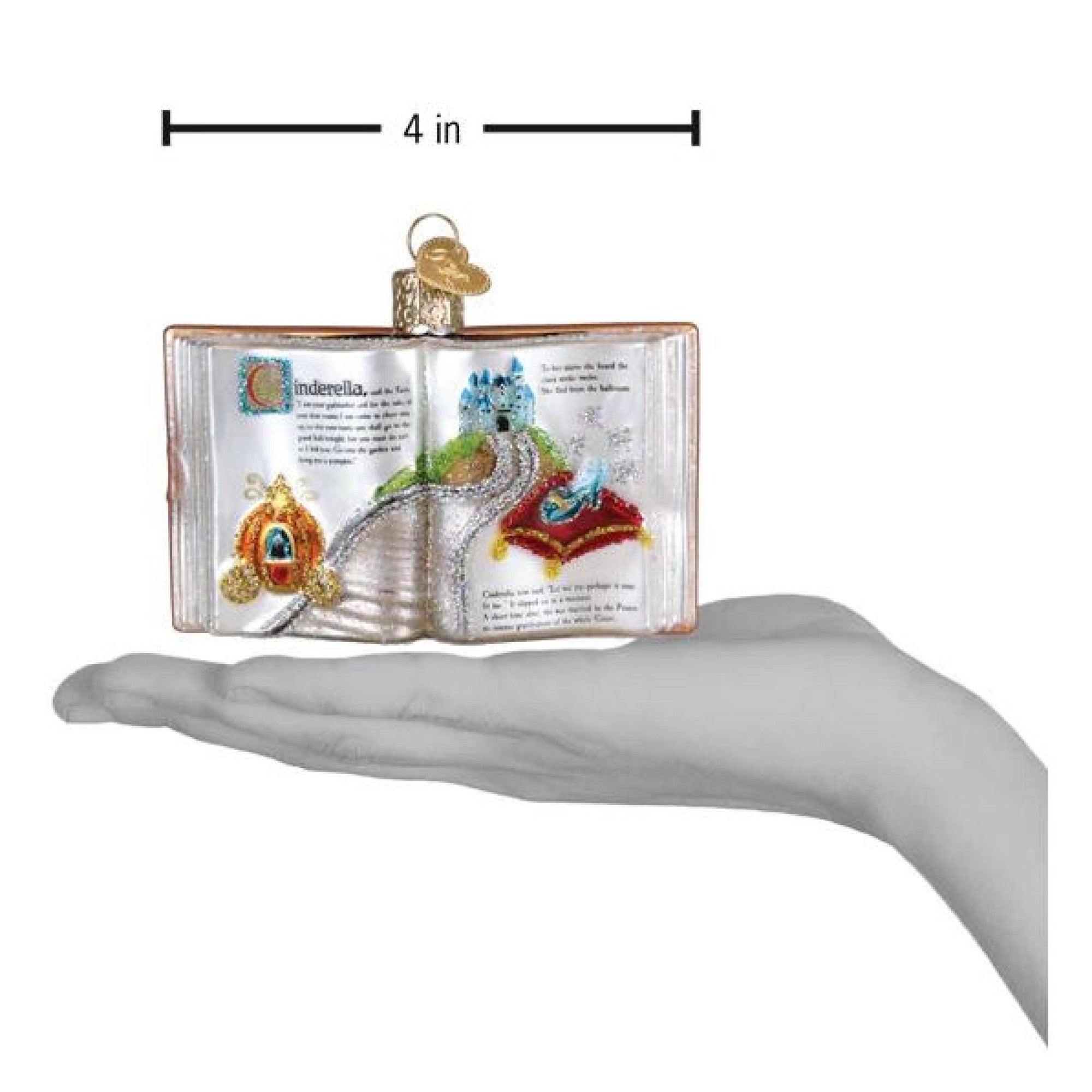 Old World Christmas Blown Glass Ornament for Christmas Tree, Cinderella Book
