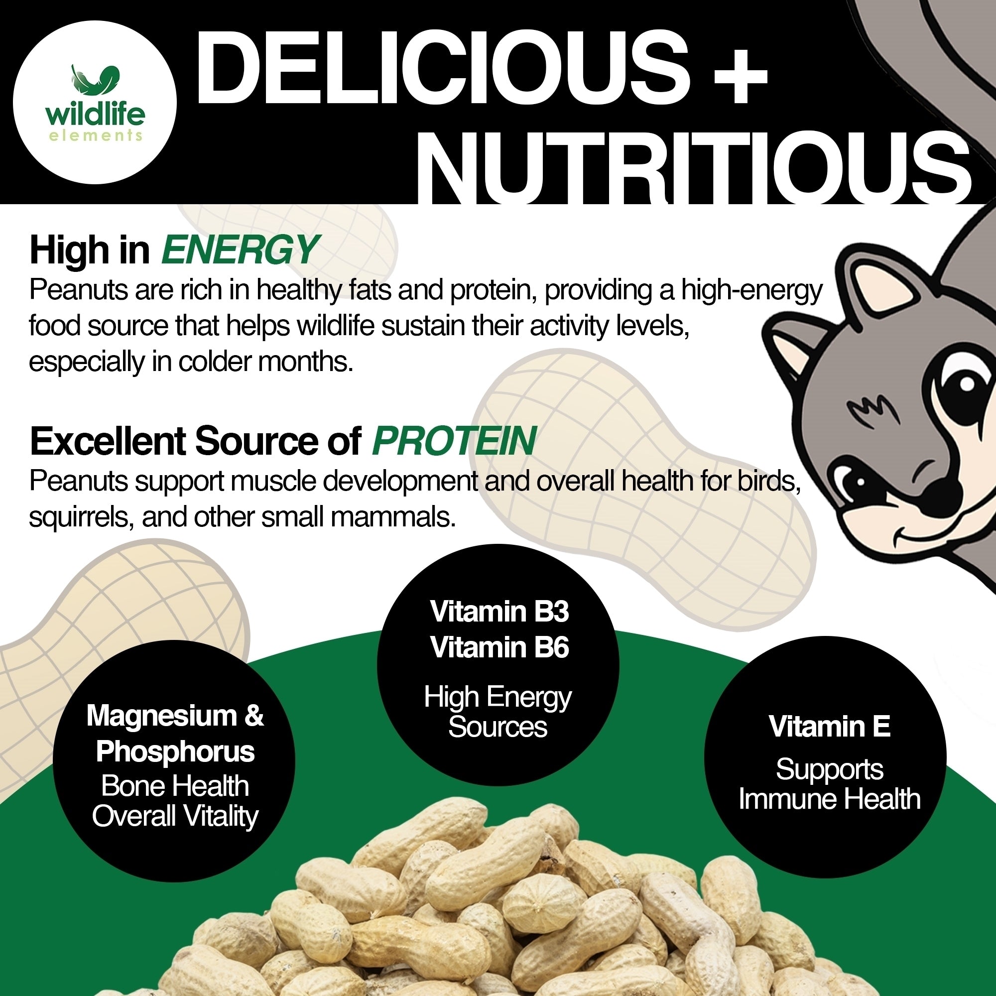 Wildlife Elements Peanut Party Unprocessed, Raw In-Shell Peanuts Wildlife Animal Food - Rich in Protein, Healthy Fats, and Essential Nutrients for Birds, Squirrels, and Waterfowl, 10lb