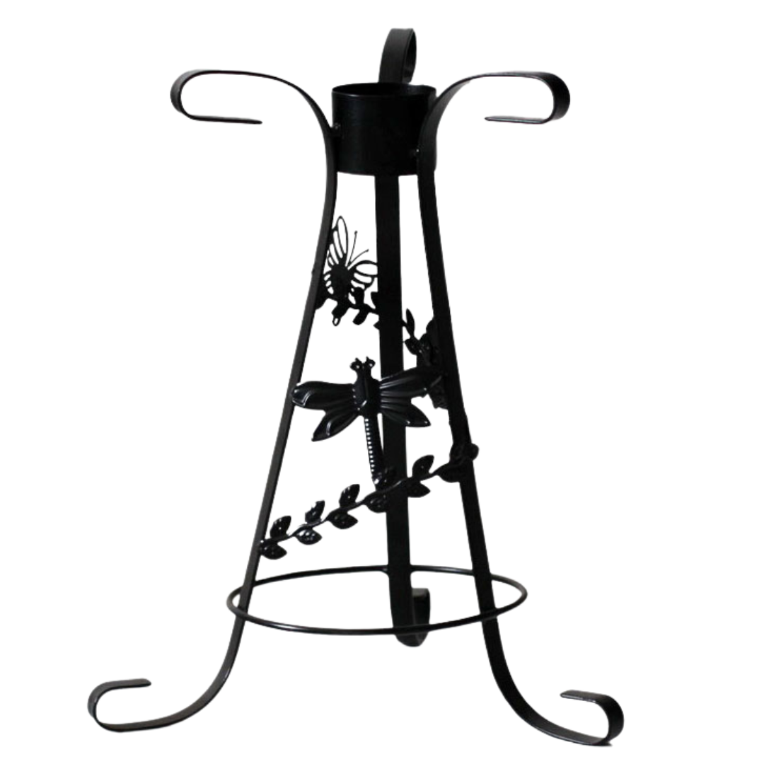 Very Cool Stuff Metal Butterfly & Dragonfly Gazing Globe Stand, Black, 16in