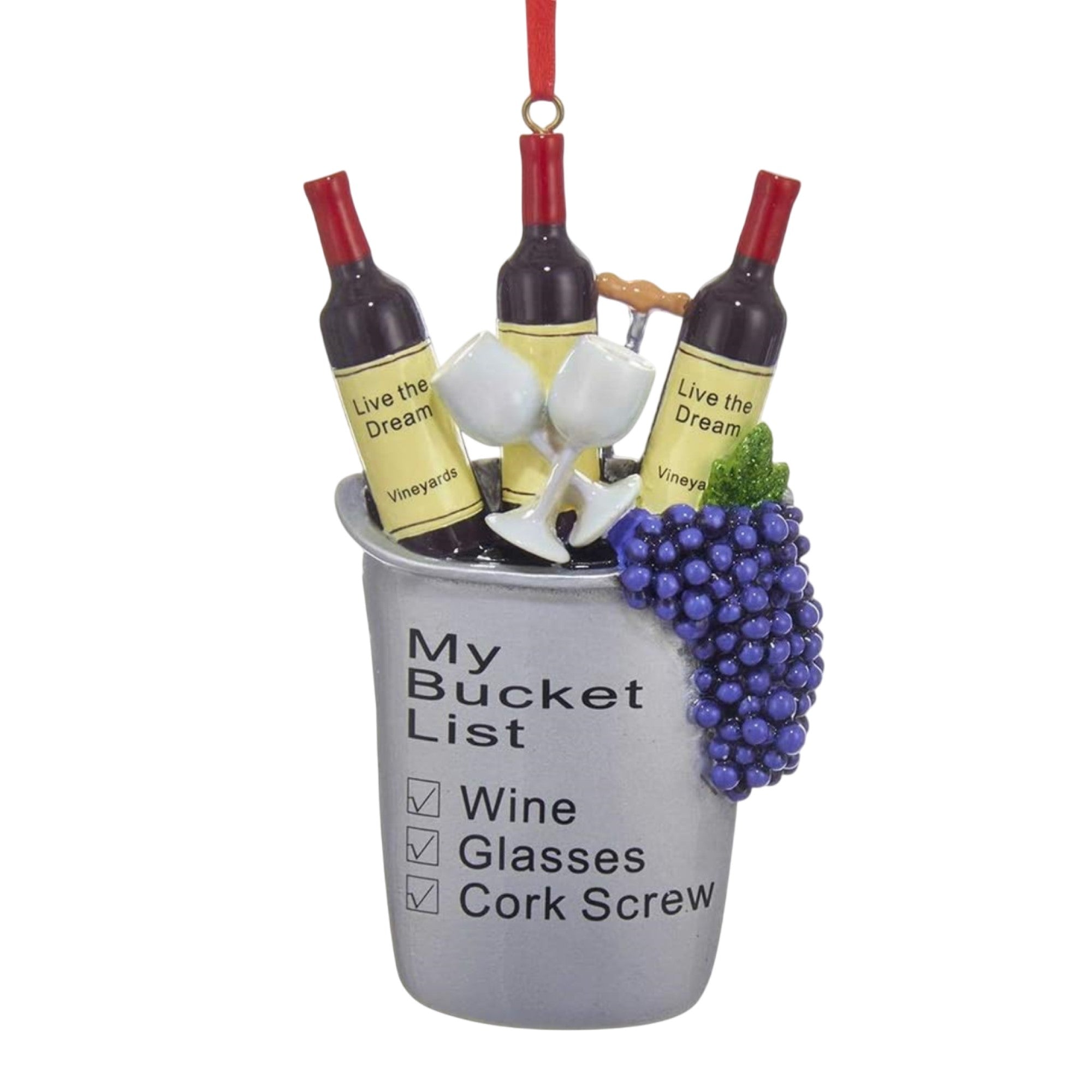 Kurt Adler Wine "My Bucket List" Resin Christmas Ornament