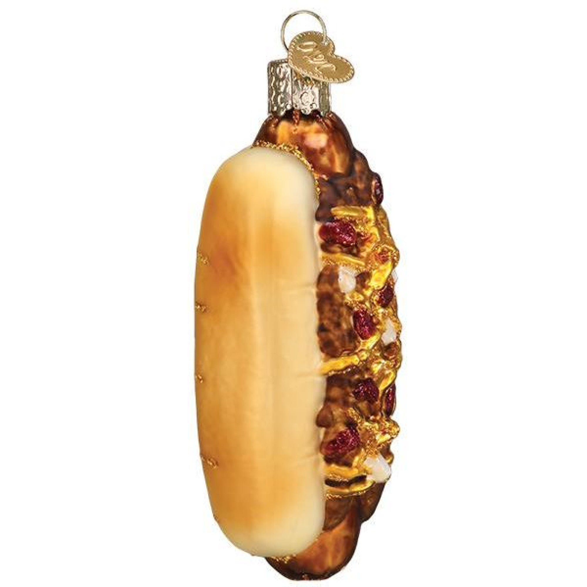 Old World Christmas Blown Glass Ornament for Christmas Tree, Chili Cheese Dog