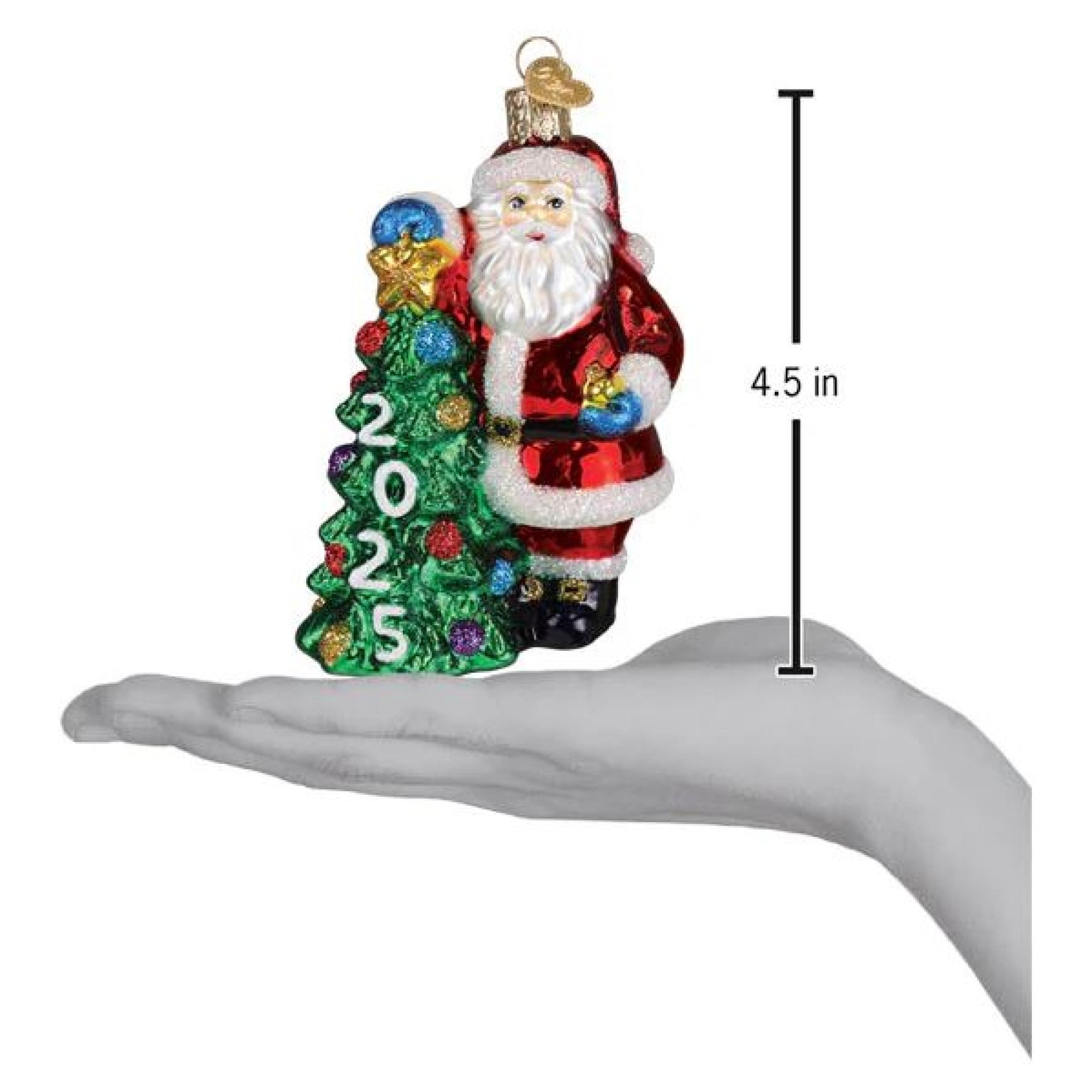 Old World Christmas Blown Glass Ornament for Christmas Tree, 2025 Santa with Tree
