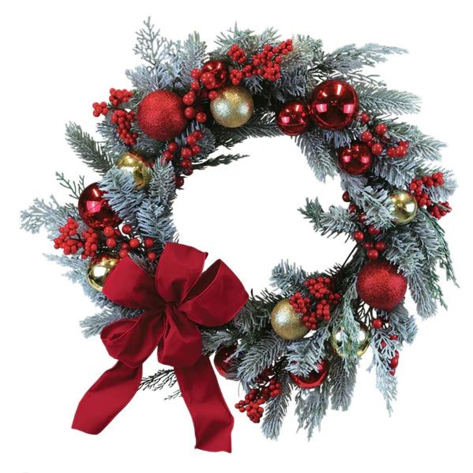 Old World Christmas Decorative Faux Wreath, Red & Gold Aspen, 24in