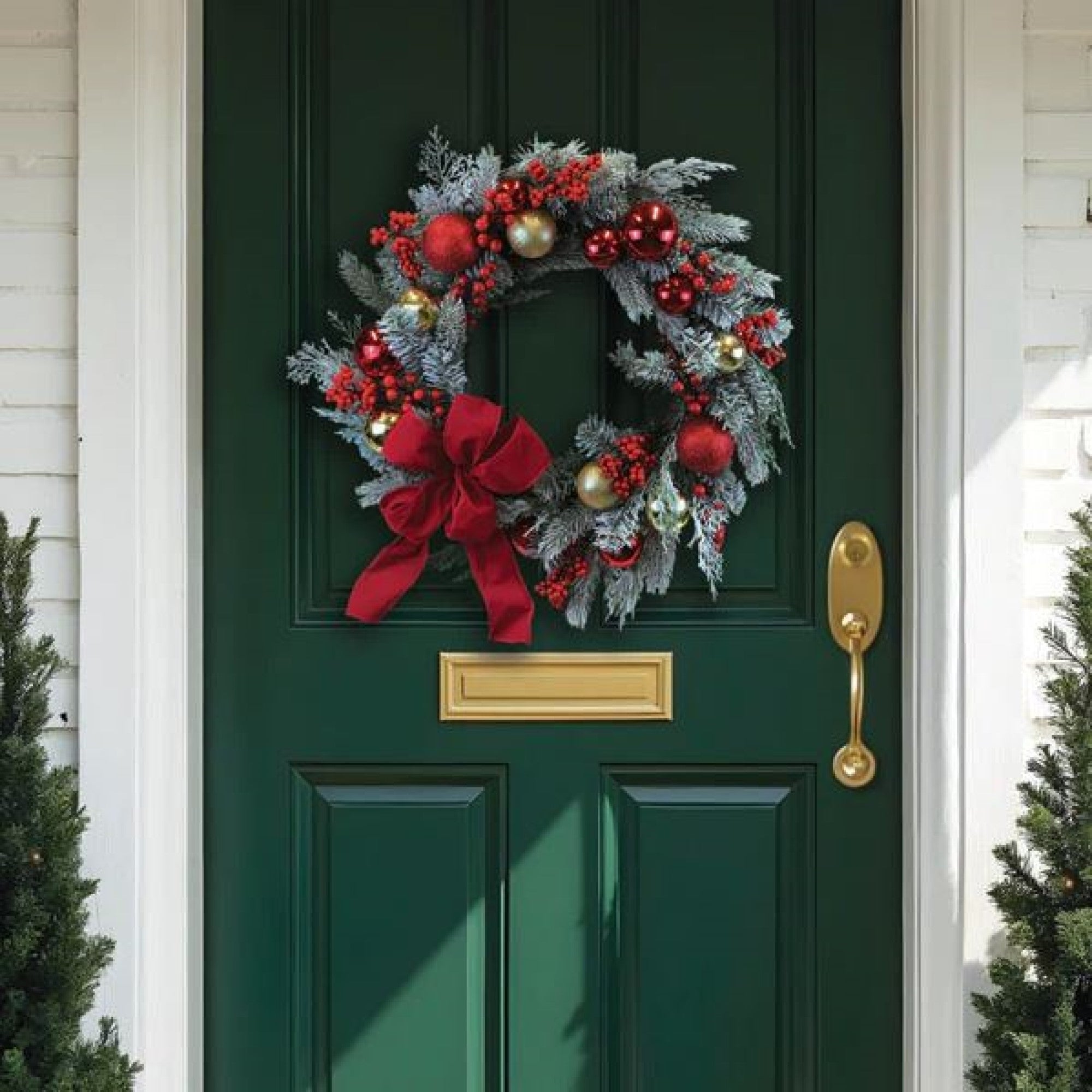Old World Christmas Decorative Faux Wreath, Red & Gold Aspen, 24in