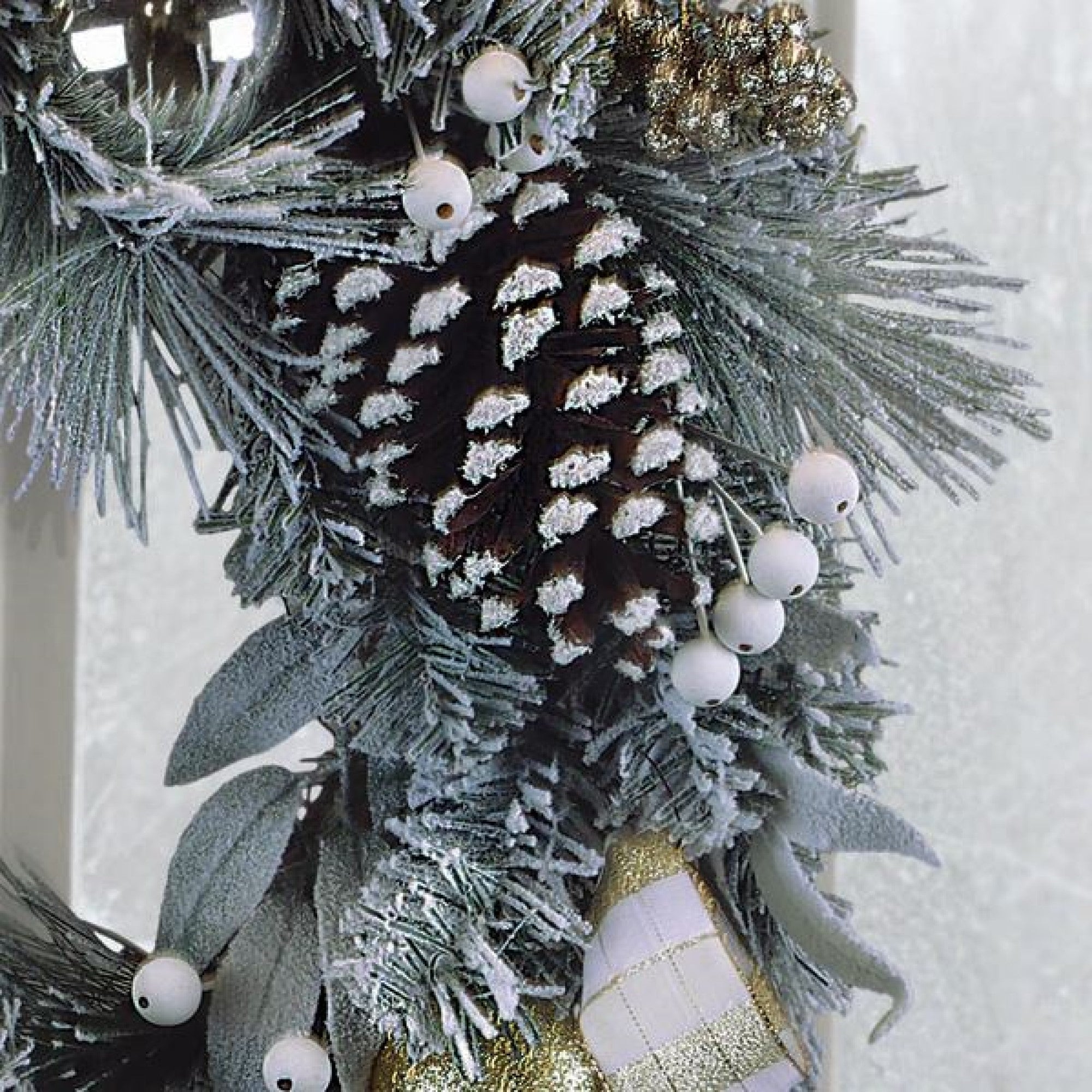 Old World Christmas Decorative Faux Wreath, Silver & Gold Frosted Fir, 24in
