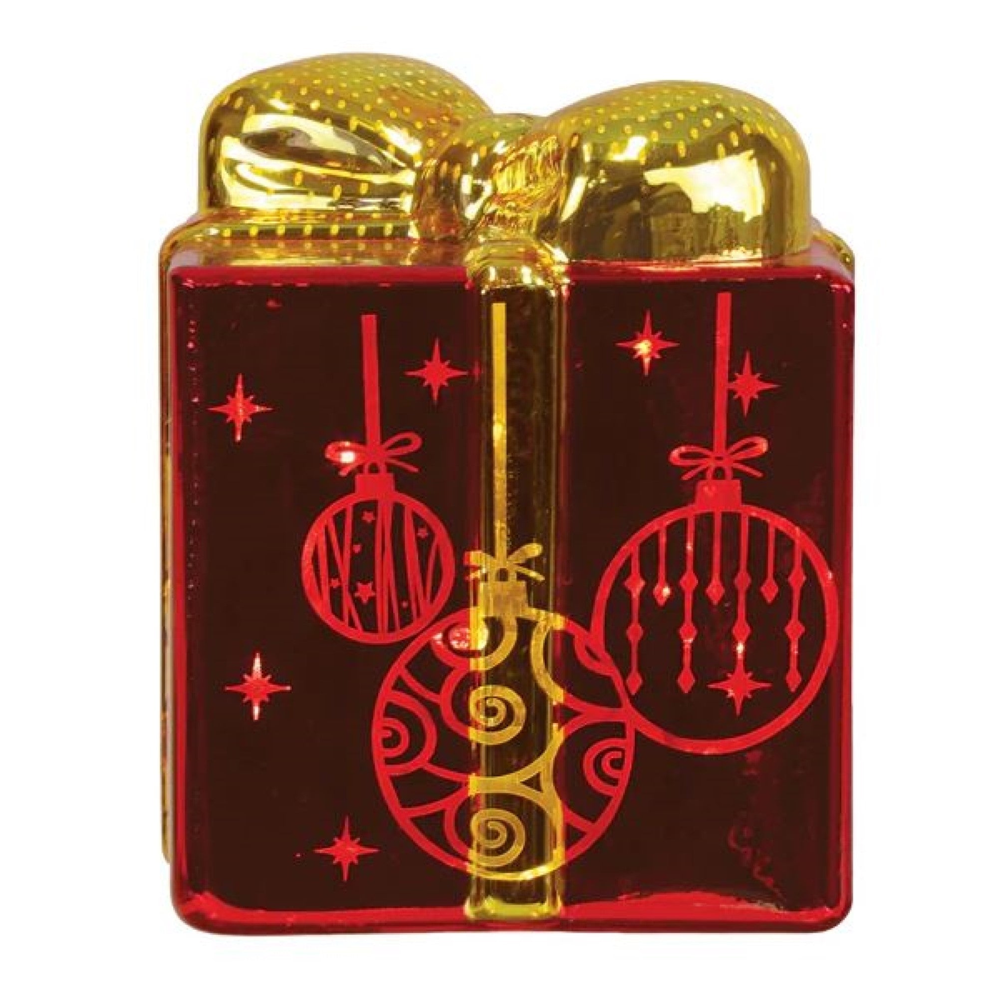 Old World Christmas Ceramic Battery-Operated Decorative Gift Box, Gold & Red
