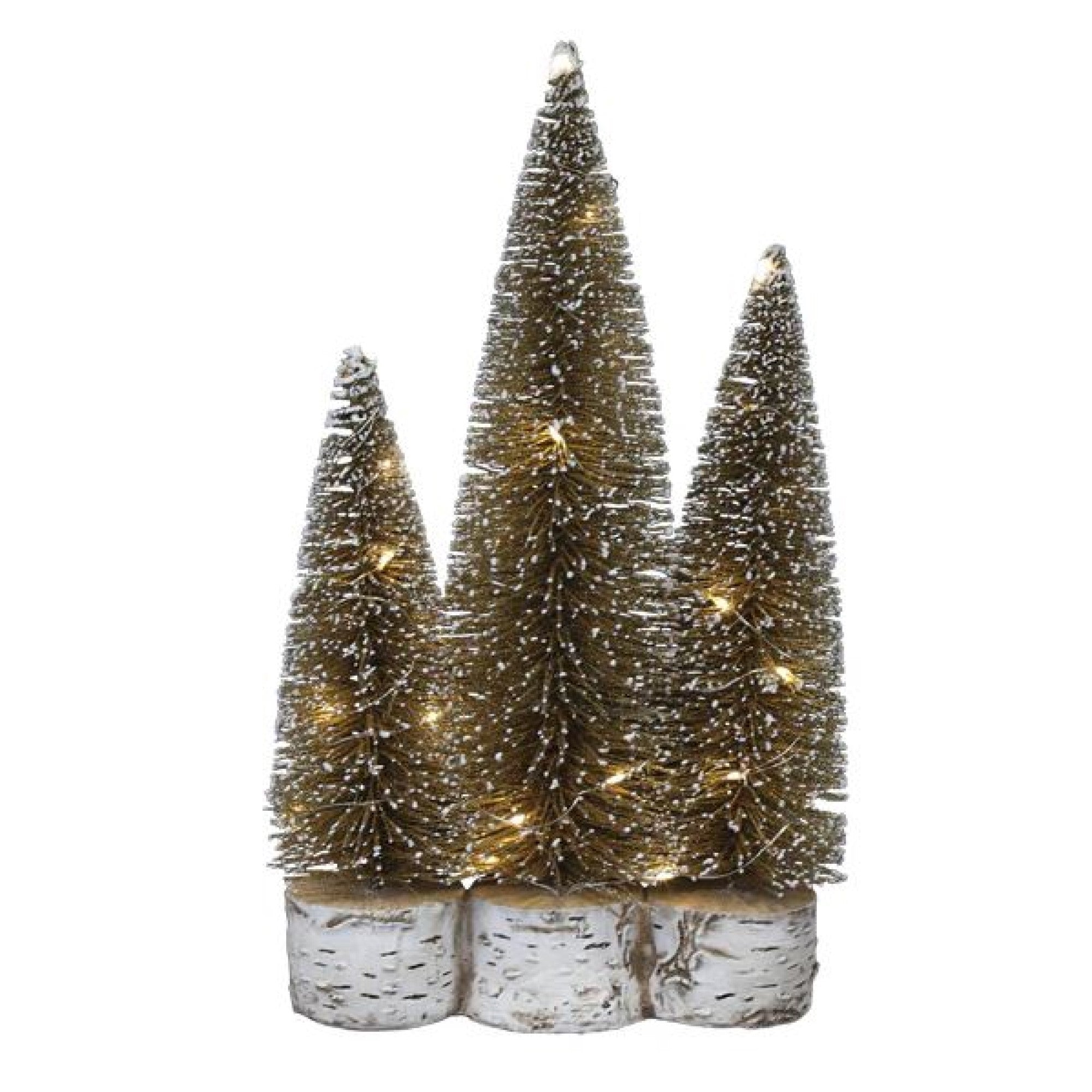 Old World Christmas Plastic Lit Decorative Gold Trees Trio, 14.5in