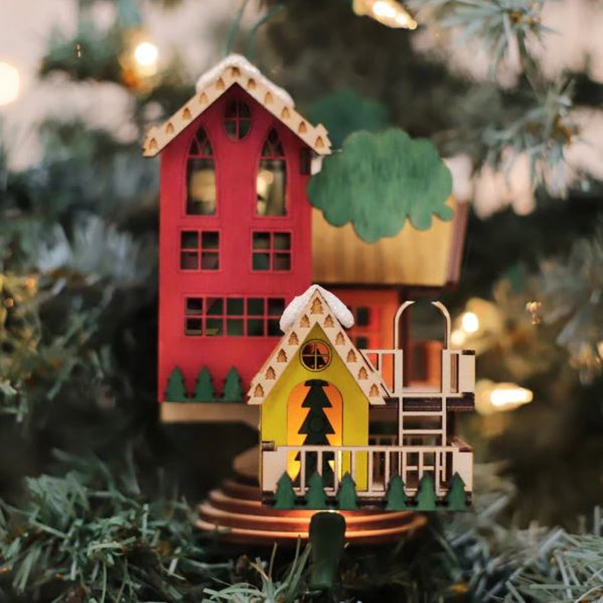 Old World Christmas Wood Ornament for Christmas Tree, Christmas Tree House
