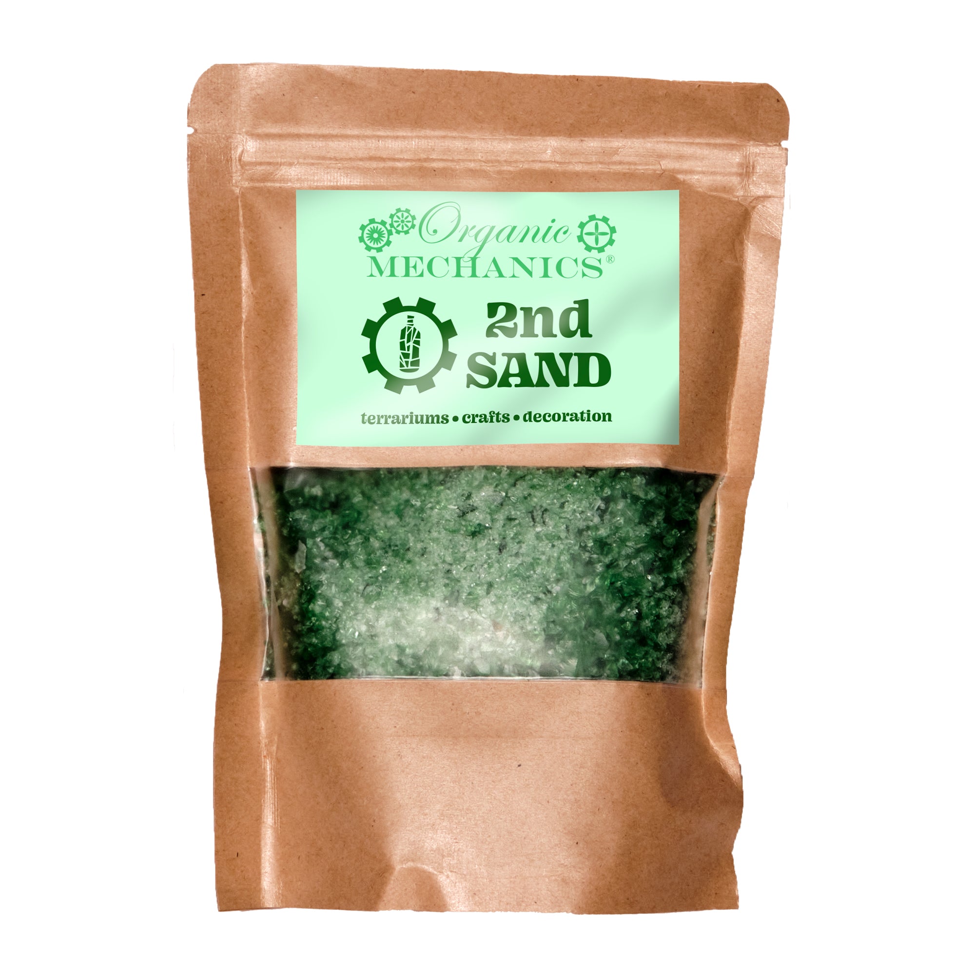 Organic Mechanics 2nd Sand Recycled Glass Terrarium, Planter & DIY Art Filler, Emerald Green, 1lb