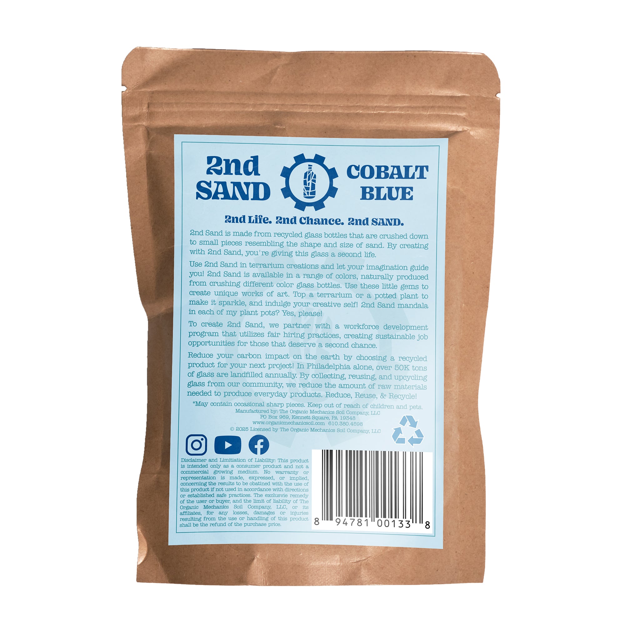 Organic Mechanics 2nd Sand Recycled Glass Terrarium, Planter & DIY Art Filler, Cobalt Blue, 1lb