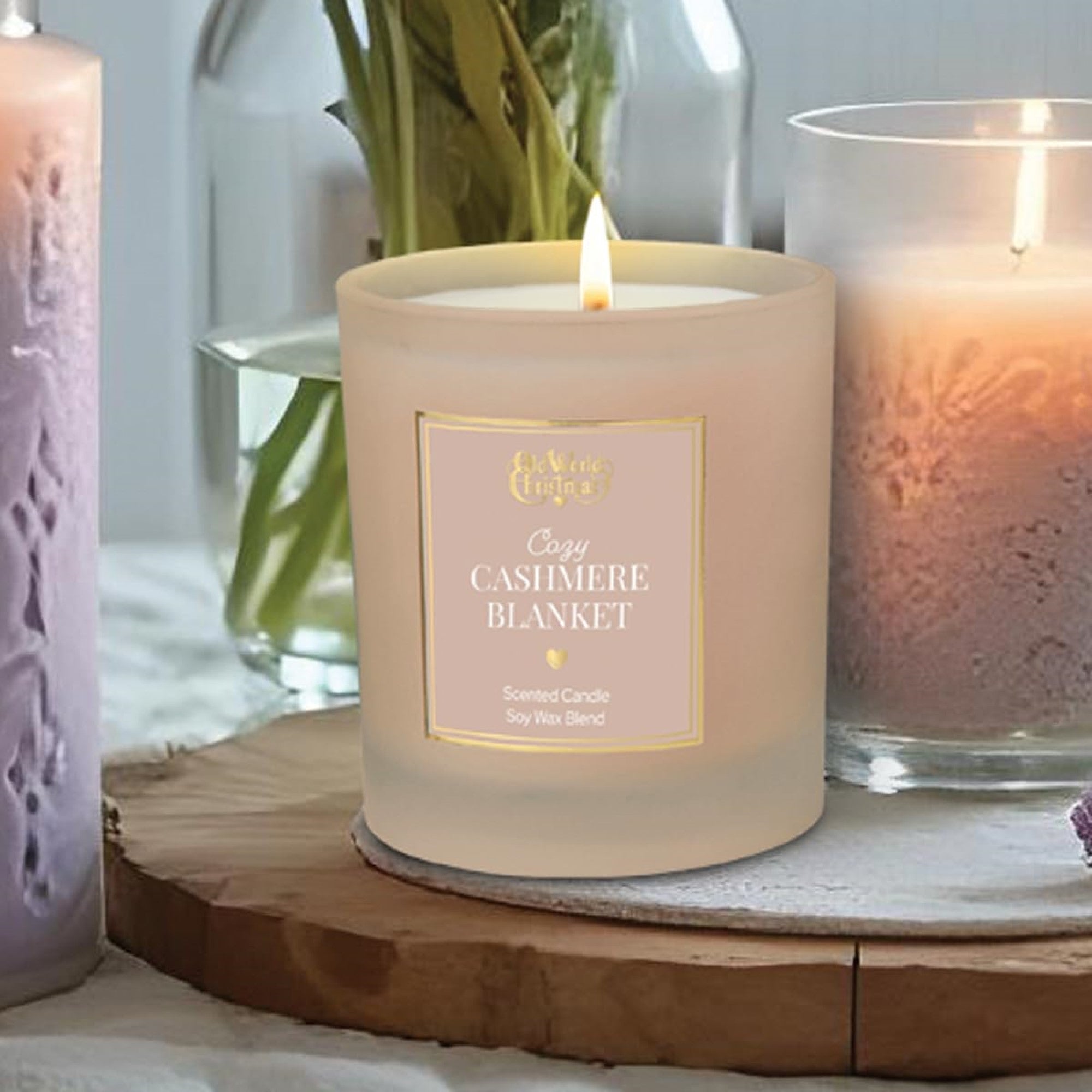 Old World Christmas Soy Wax Blend Candle, Cozy Cashmere Blanket, 8oz