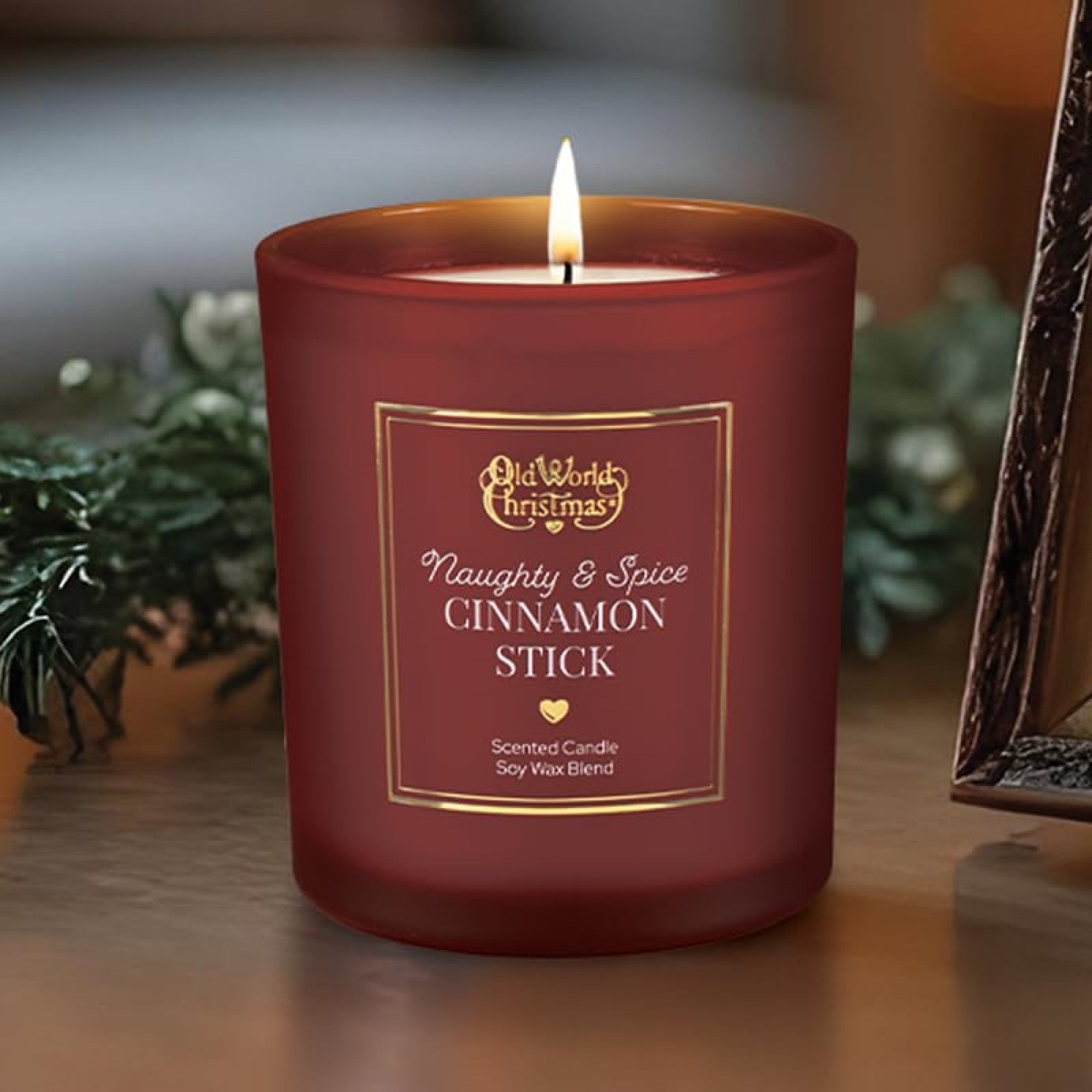 Old World Christmas Soy Wax Blend Candle, Naughty & Spice Cinnamon, 8oz