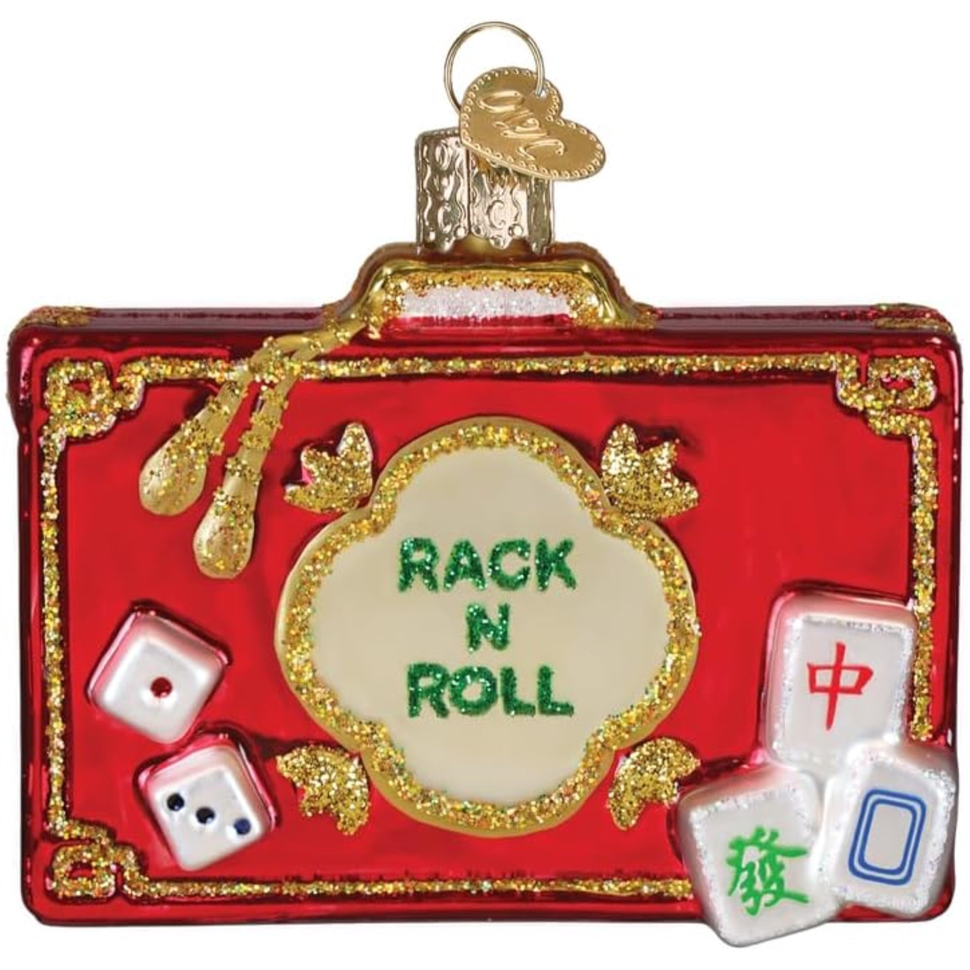 Old World Christmas Blown Glass Ornament for Christmas Tree, Rack N Roll Mahjong