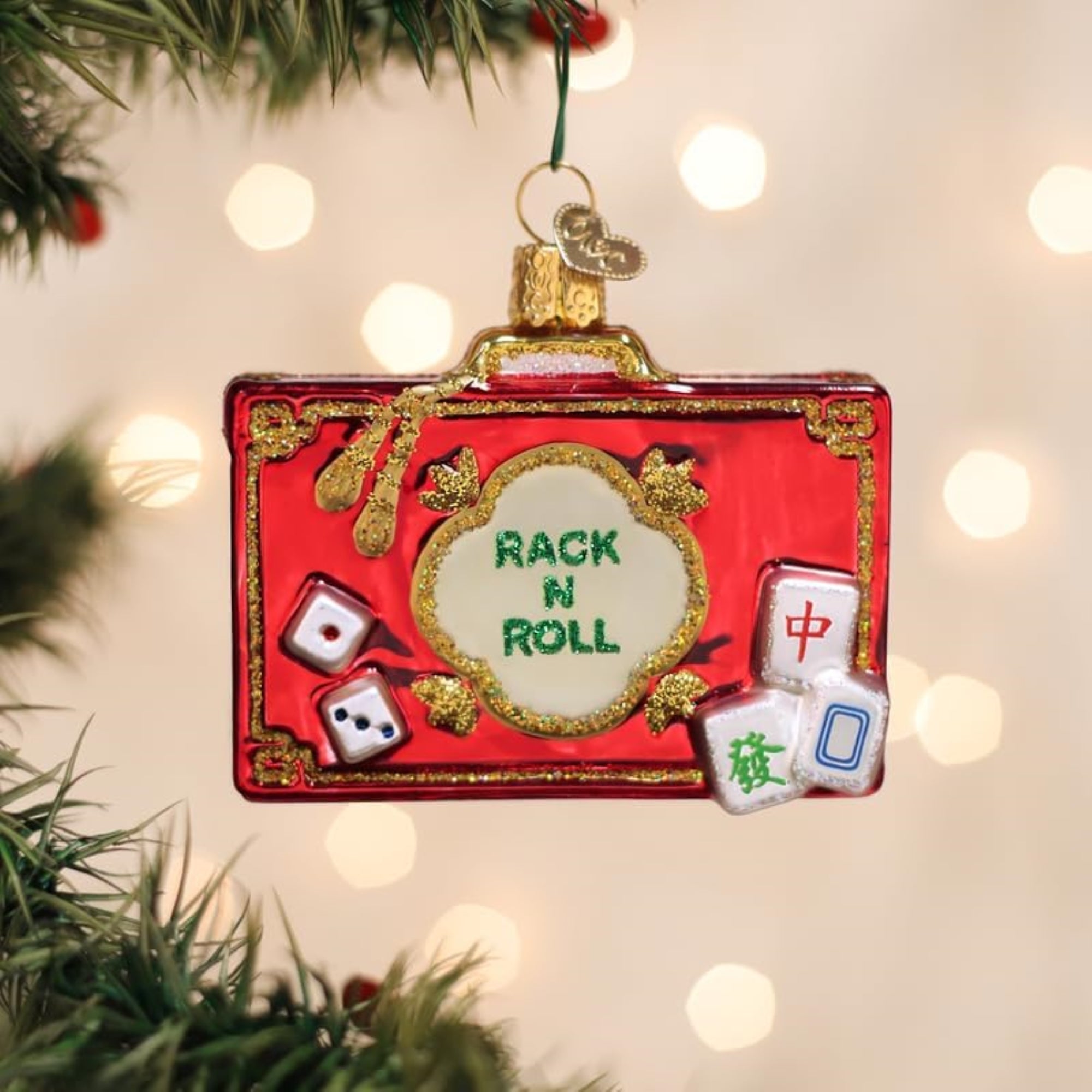 Old World Christmas Blown Glass Ornament for Christmas Tree, Rack N Roll Mahjong