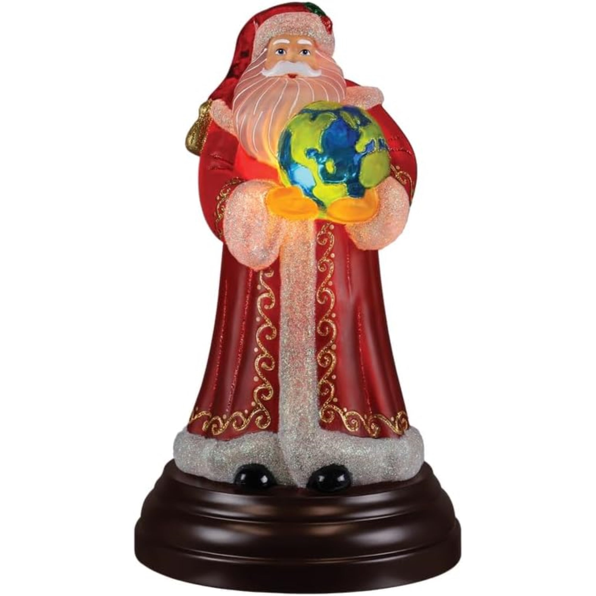 Old World Christmas Blown Glass Tabletop Lamp, World Peace Santa Light, 10.75"