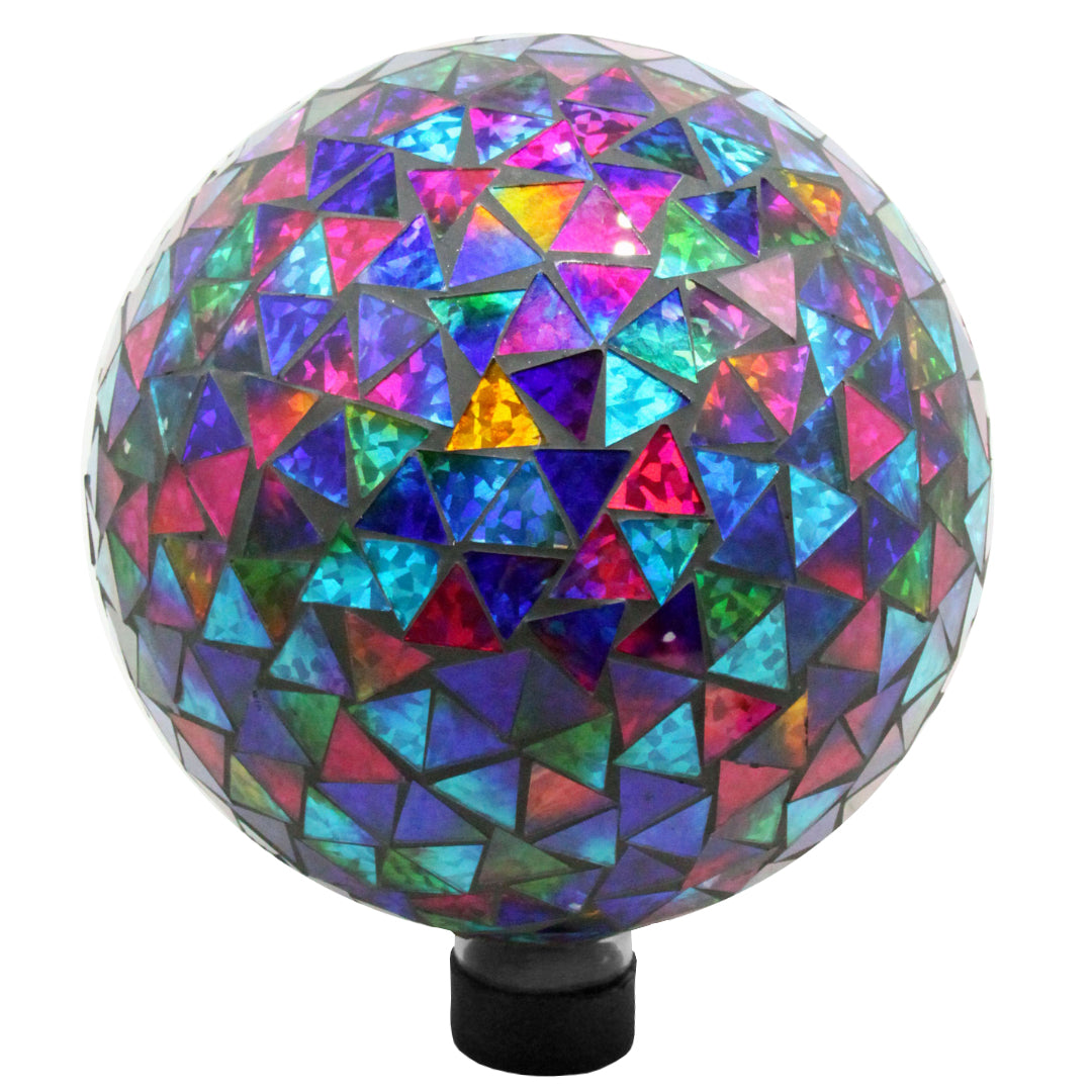 Very Cool Stuff Mosaic Glass Gazing Globe with Hanging Chain, Multicolor Triangle Tile, 10in