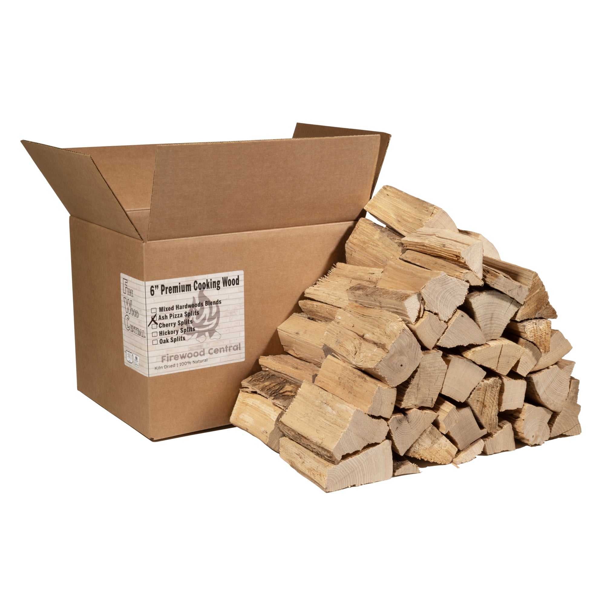 Firewood Central Kiln-Dried 6" Wood Splits for Pizza Ovens, Grilling, Smoking, BBQ, and Wood-Fired Cooking – Clean-Burning, Rich Smoky Flavor, Sustainably Sourced (35-40 Splits)