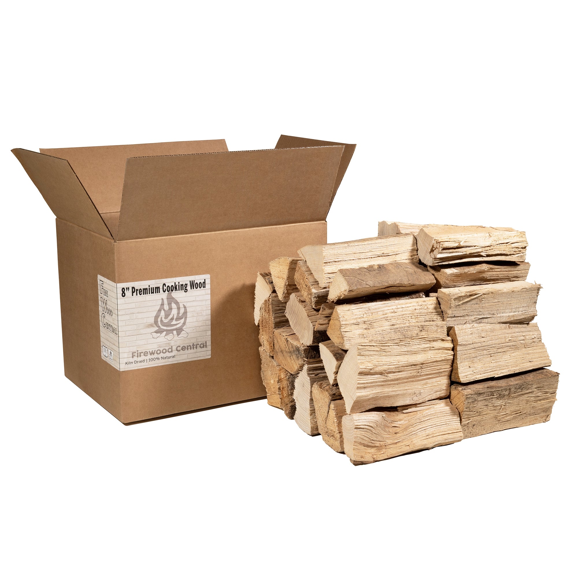 Firewood Central Kiln-Dried 8" Wood Splits for Pizza Ovens, Grilling, Smoking, BBQ, and Wood-Fired Cooking – Clean-Burning, Rich Smoky Flavor, Sustainably Sourced (30-35 Splits)