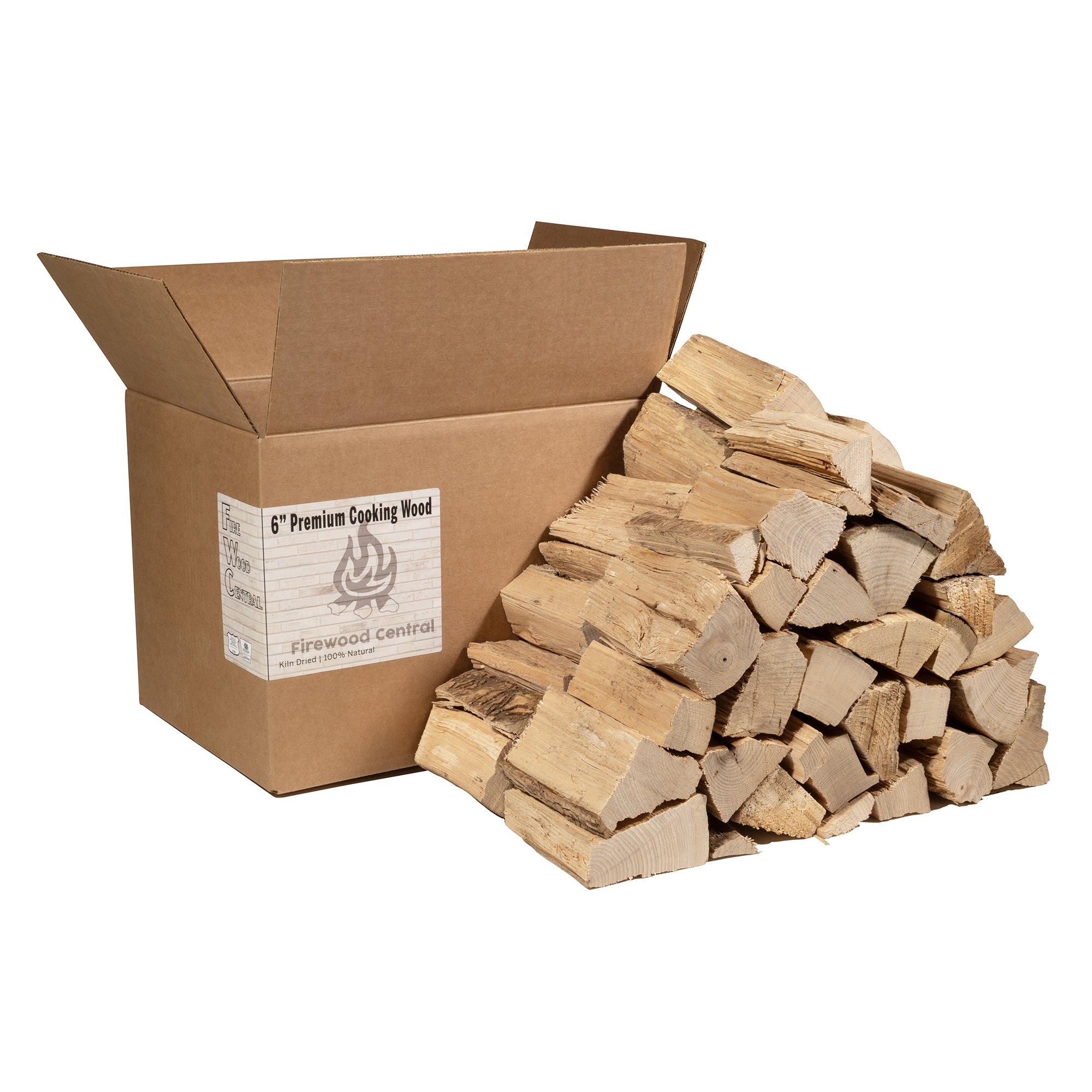 Firewood Central Kiln-Dried 6" Wood Splits for Pizza Ovens, Grilling, Smoking, BBQ, and Wood-Fired Cooking – Clean-Burning, Rich Smoky Flavor, Sustainably Sourced (35-40 Splits)