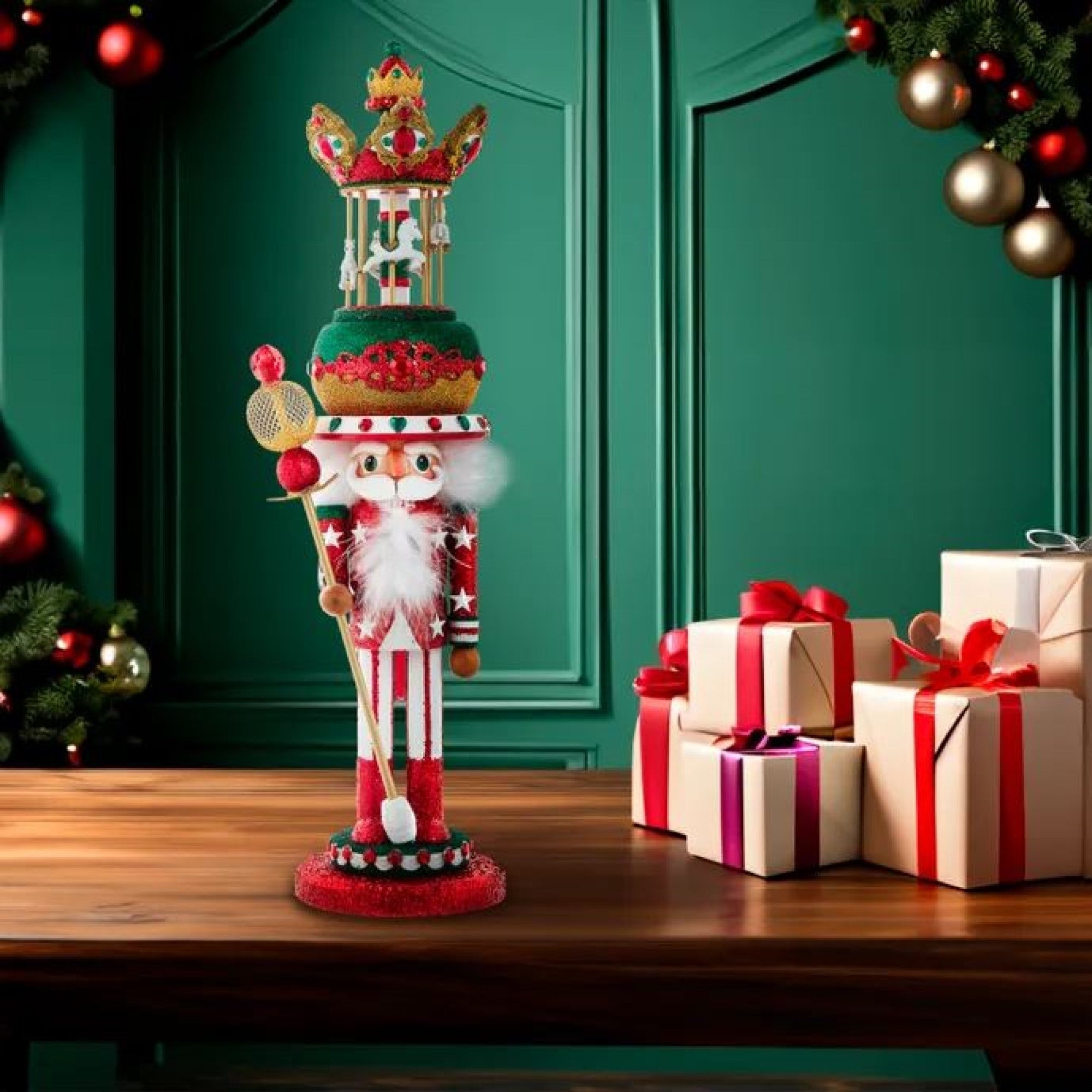 Kurt Adler Hollywood Musical Nutcracker, Carousel Hat, 18in