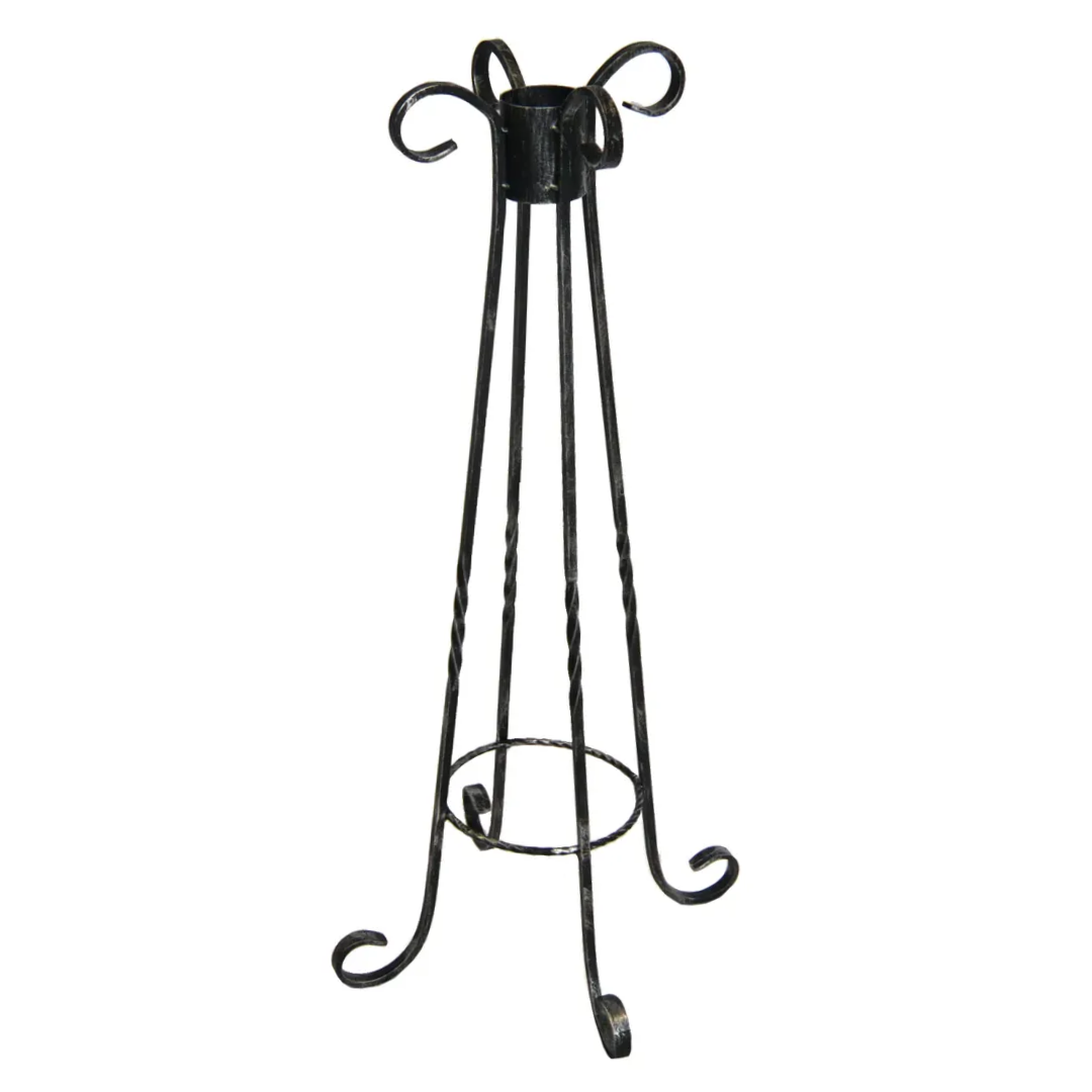 Very Cool Stuff Twisted Antique Silver Metal Gazing Globe Stand, Black, 30in