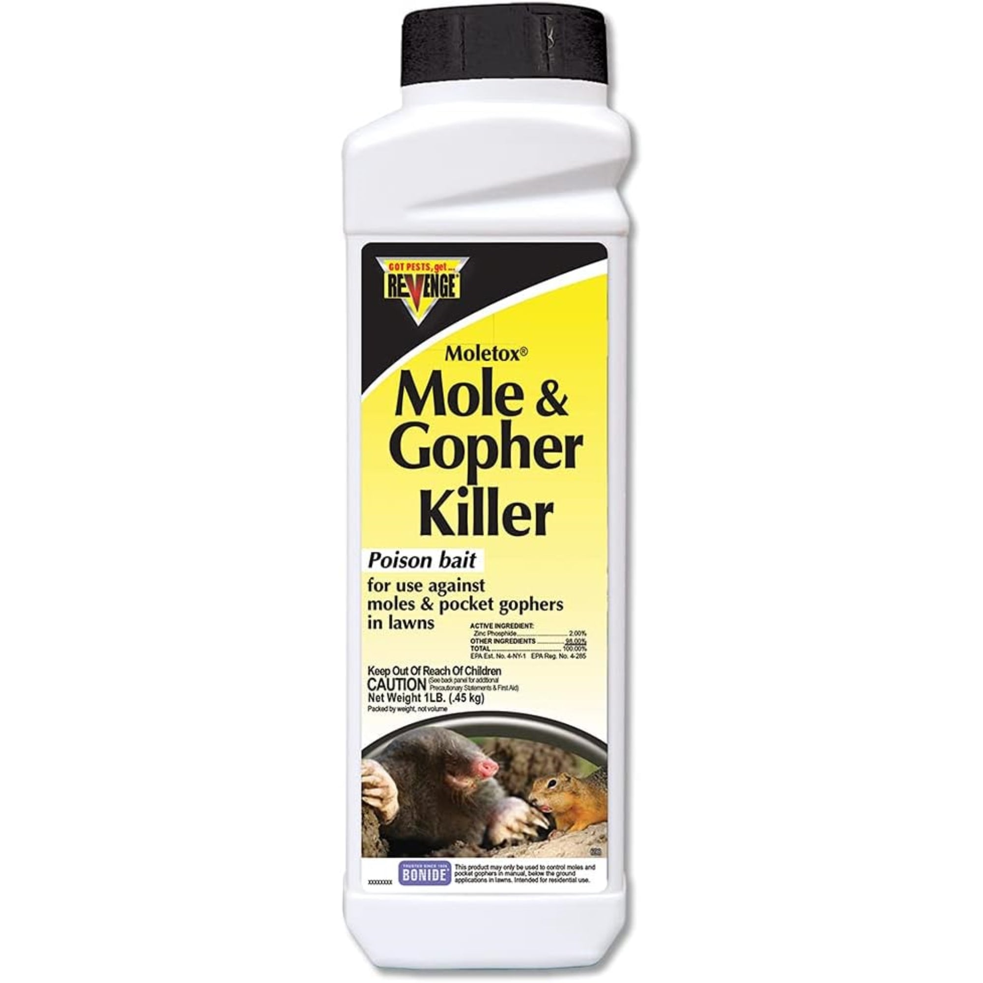 Bonide Moletox Mole & Gopher Killer –Powerful Zinc Phosphide Bait for Lawn Pest Control, 1 lb