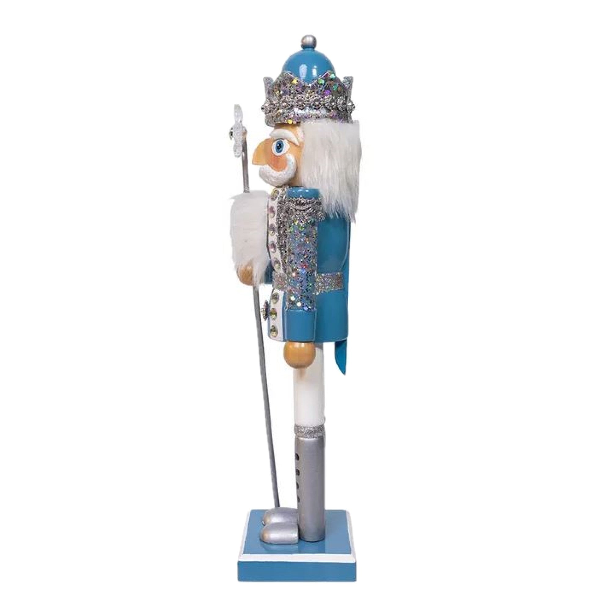 Kurt Adler Wooden Nutcracker, Blue & Platinum, 15in