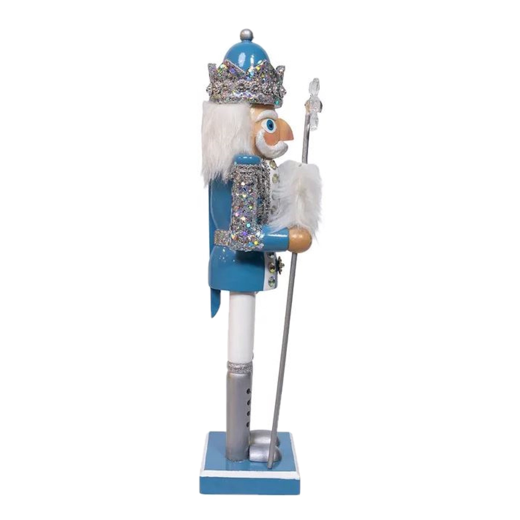Kurt Adler Wooden Nutcracker, Blue & Platinum, 15in