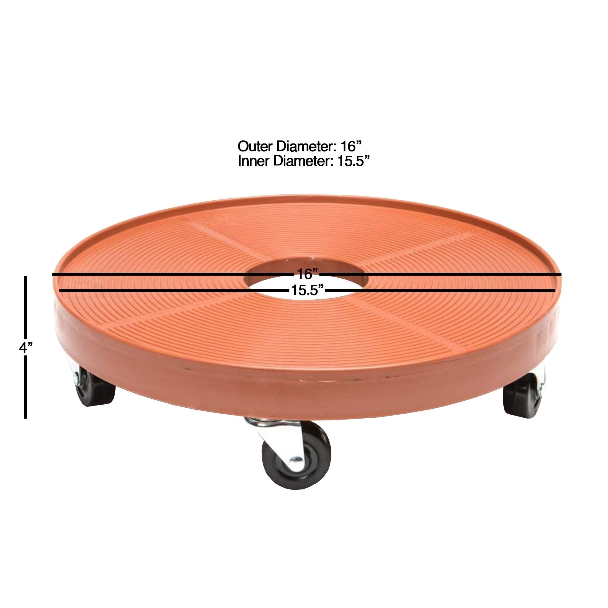 DeVault Heavy Duty Plastic Plant Dolly/Caddy with Hole, 16"