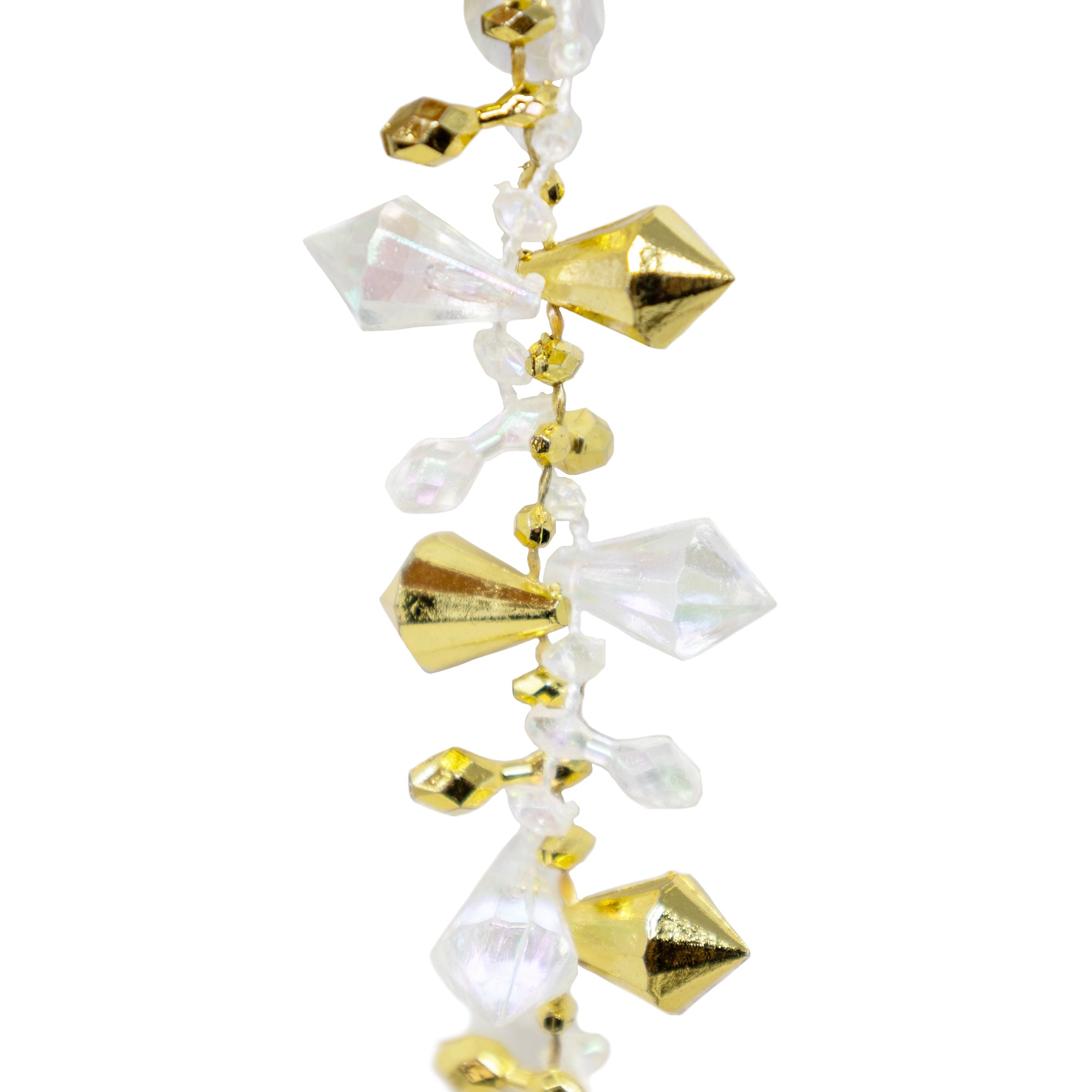 Kurt Adler Plastic Twinkle Faceted Beaded Garland, Iridescent and Gold, 9ft