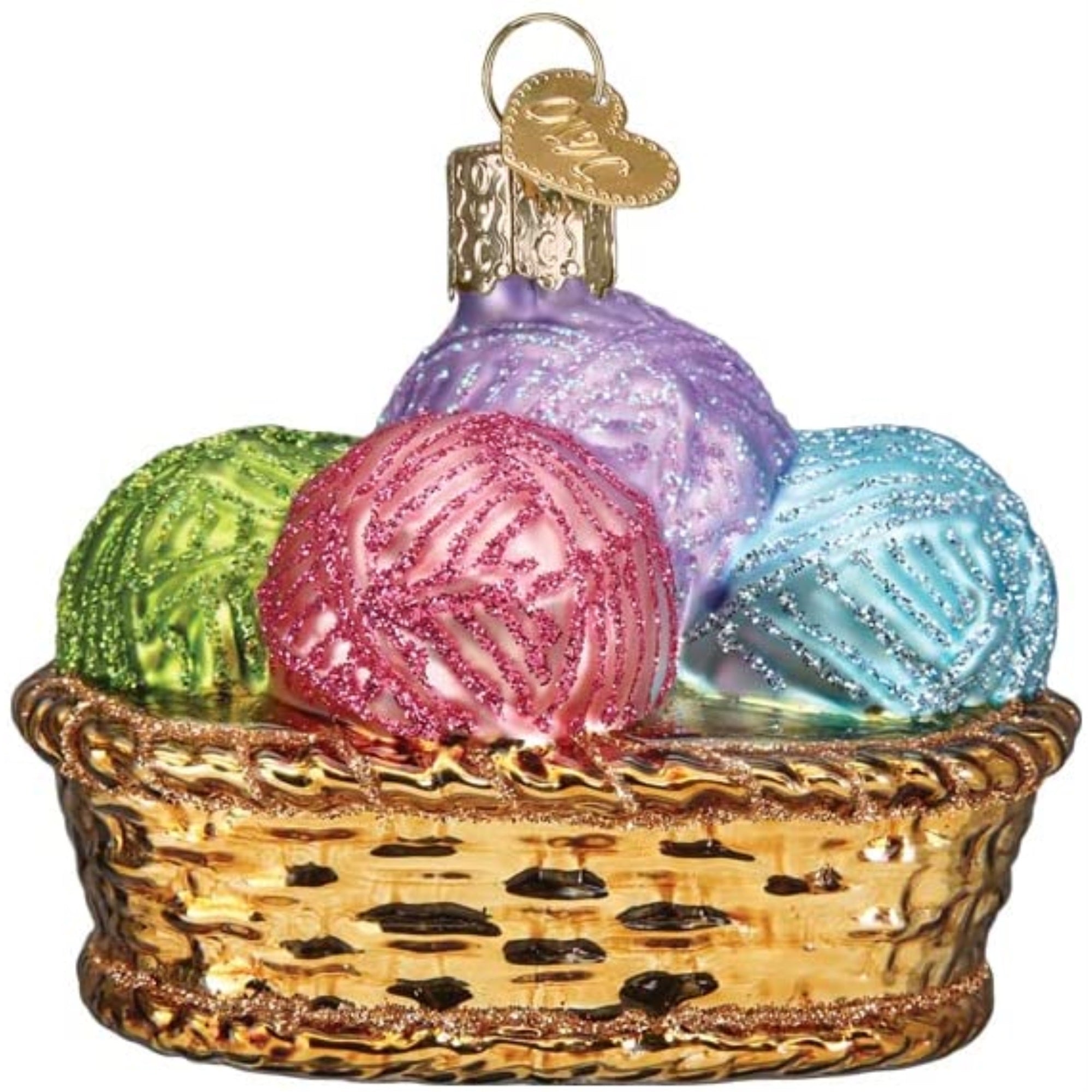 Old World Christmas Blown Glass Ornament for Christmas Tree, Basket of Yarn