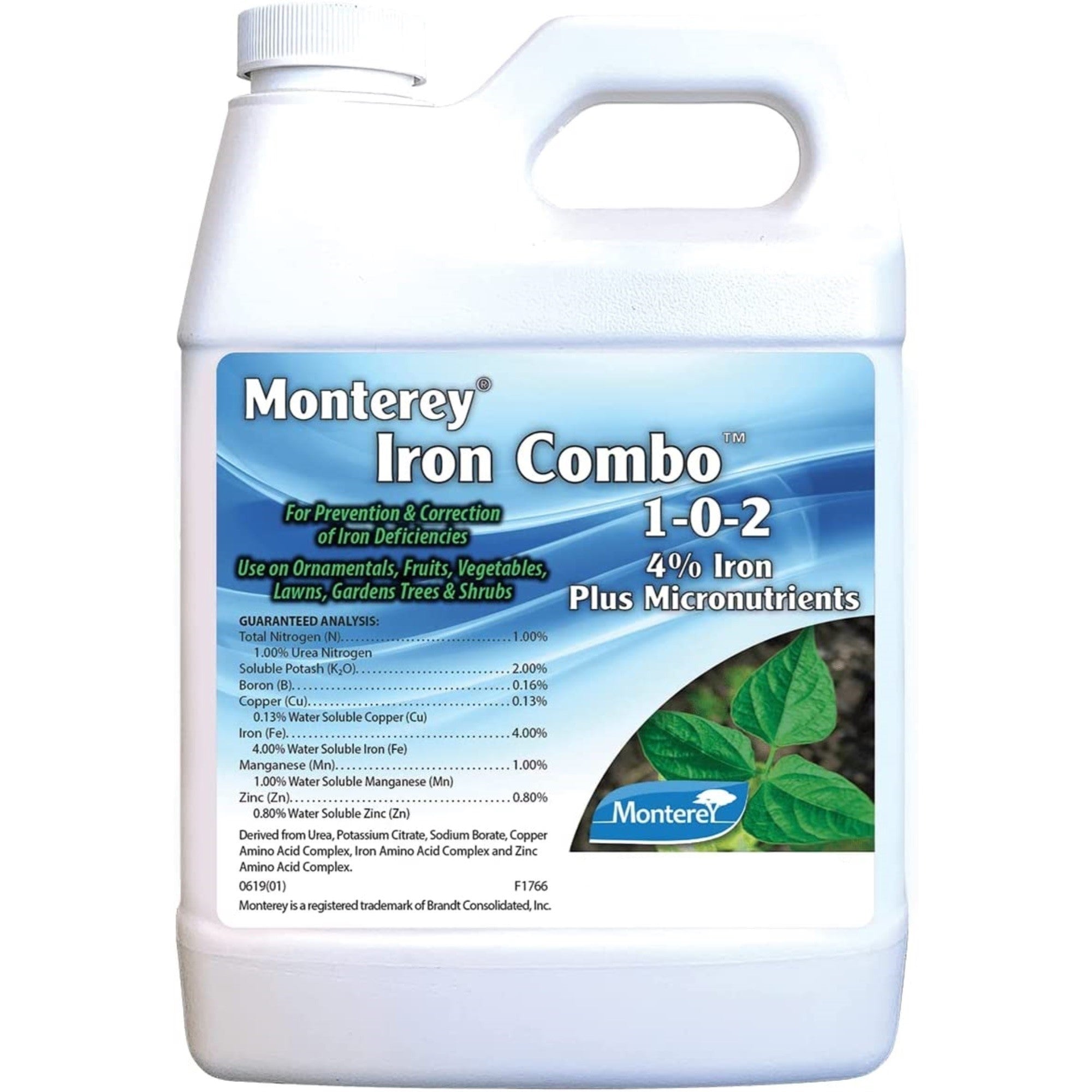 Monterey Iron Combo 1-0-2 Fertilizer, 4% Iron Plus Micronutrients for Correcting Iron Deficiencies