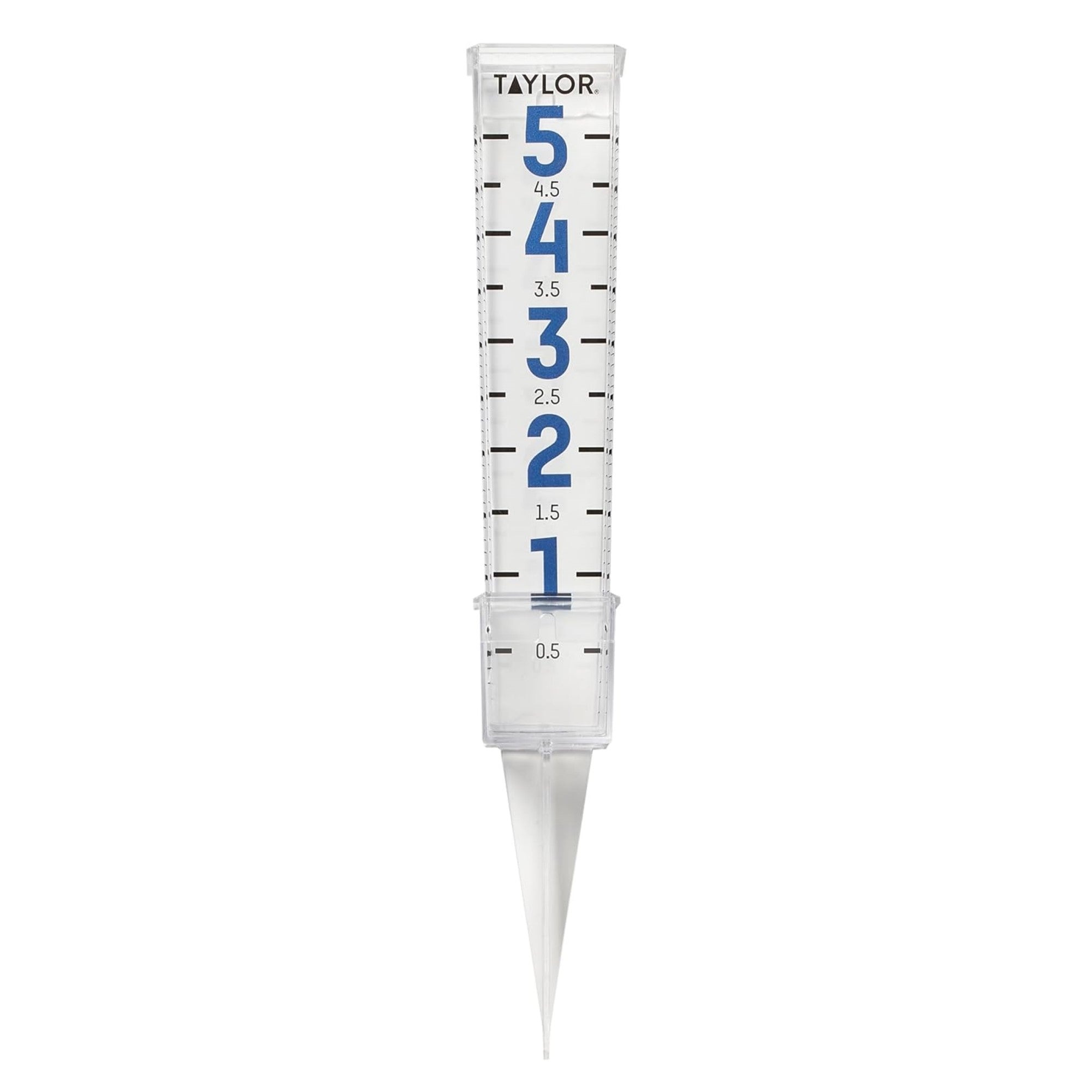 Taylor Plastic, Easy-To-Read Outdoor Rain Gauge, Clear, 5" Rain Capacity, 8.5"H