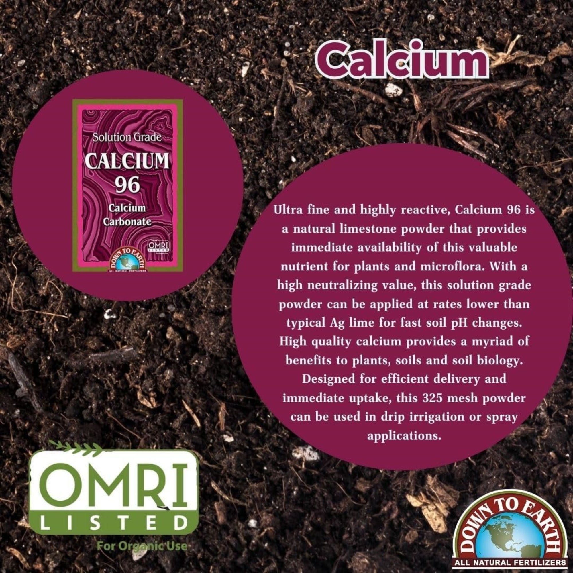 Down To Earth Calcium 96 Solution Grade Fertilizer, 1lb