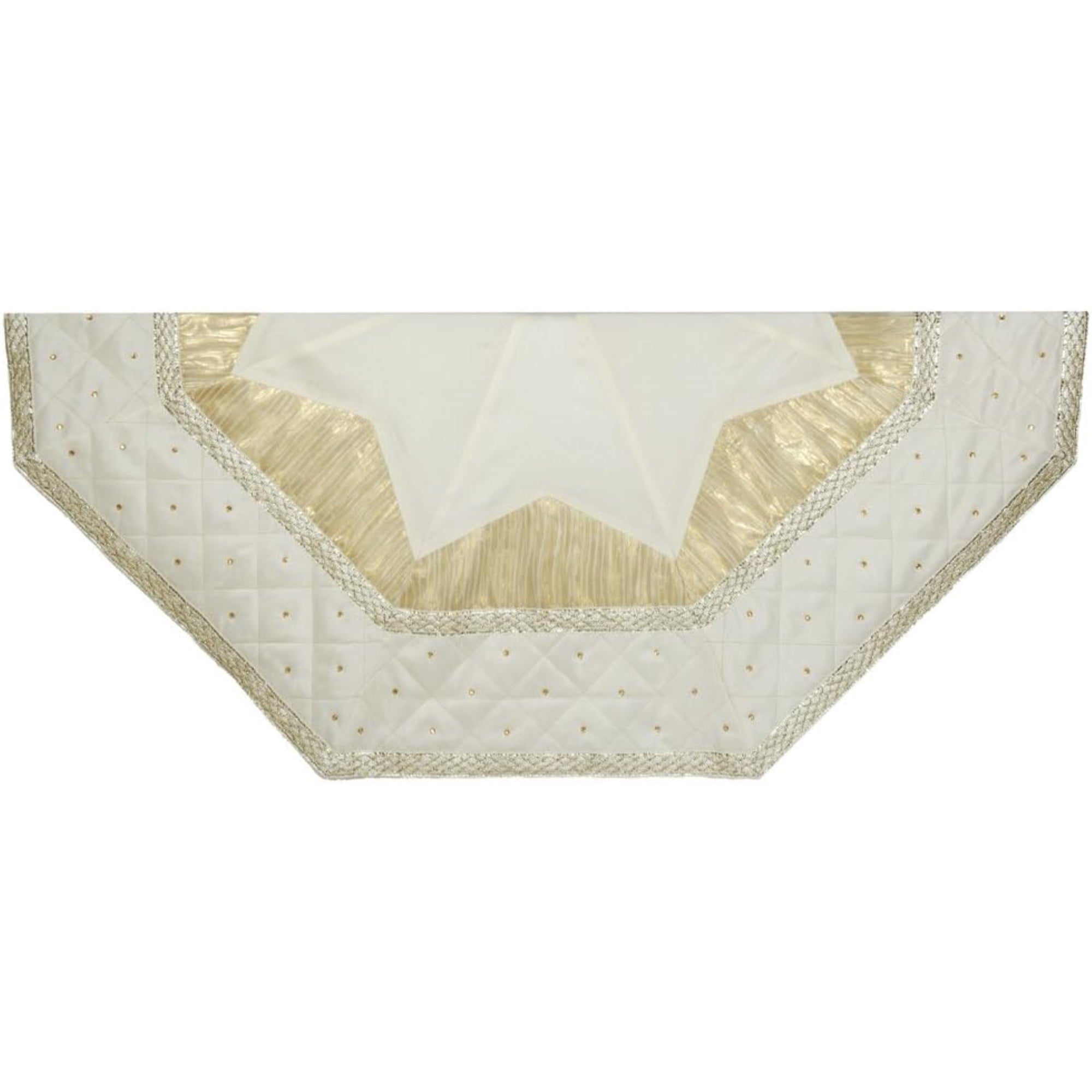Kurt Adler Christmas Tree Skirt with Sequined Quilt Design, Ivory, 52in