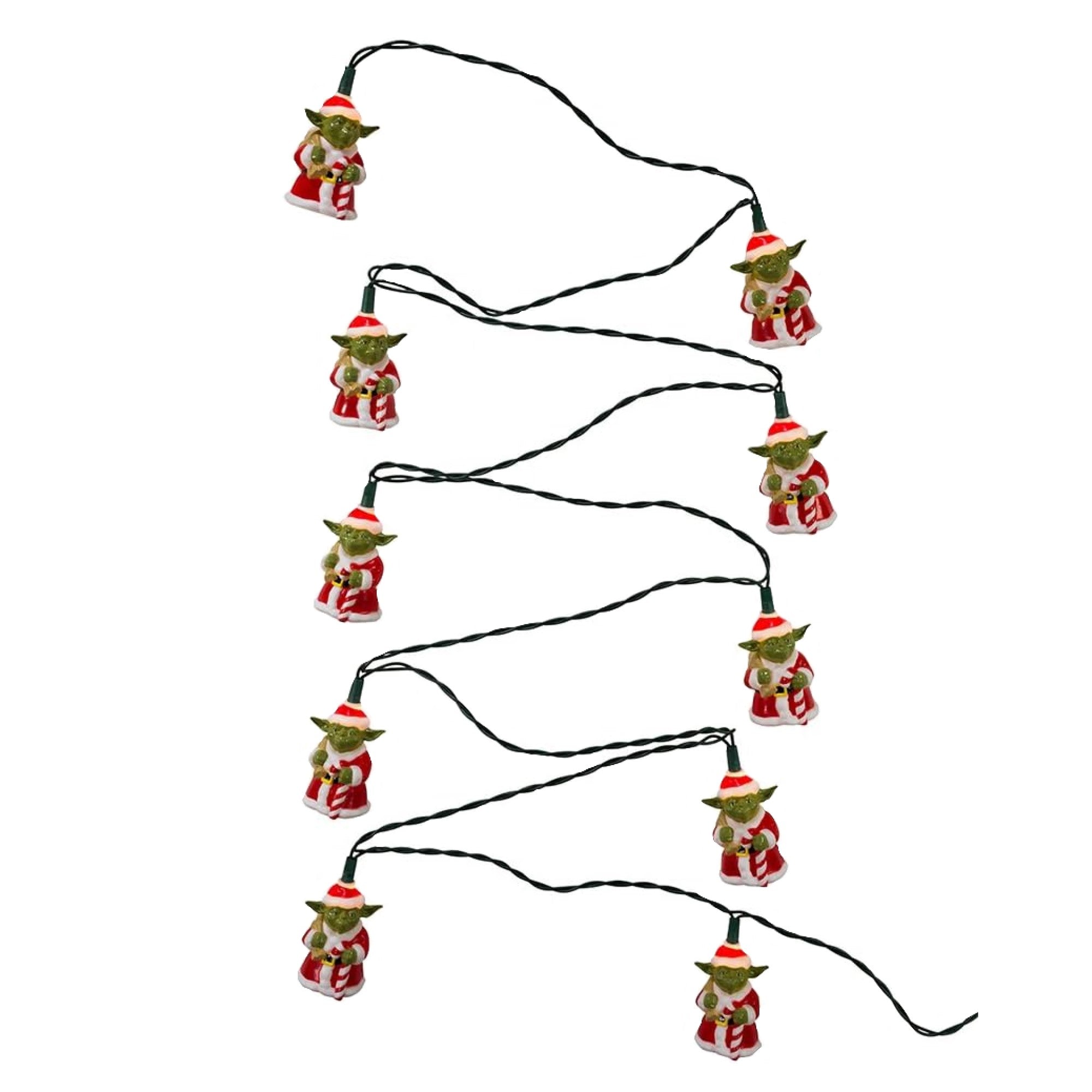 Kurt Adler Indoor/Outdoor UL 10-Light Yoda in Santa Suit Light Set, 11.5ft